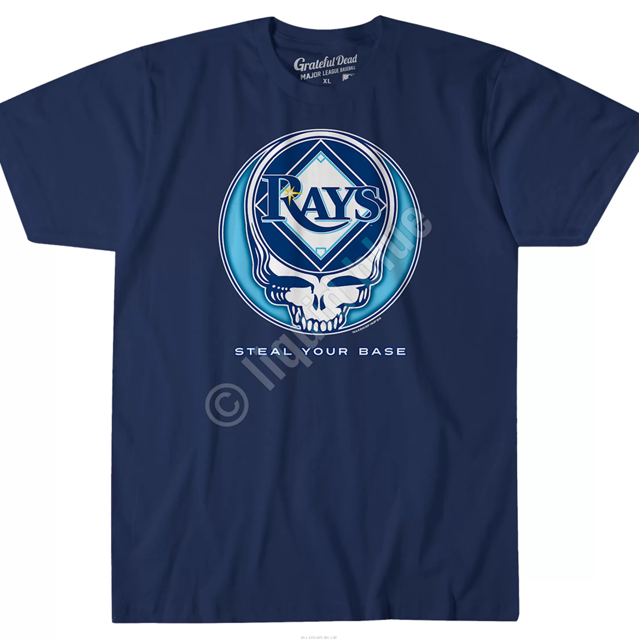 Athletic T-Shirt | Tampa Bay Rays<Liquid Blue Tampa Bay Rays Steal Your Base Navy Athletic T-Shirt