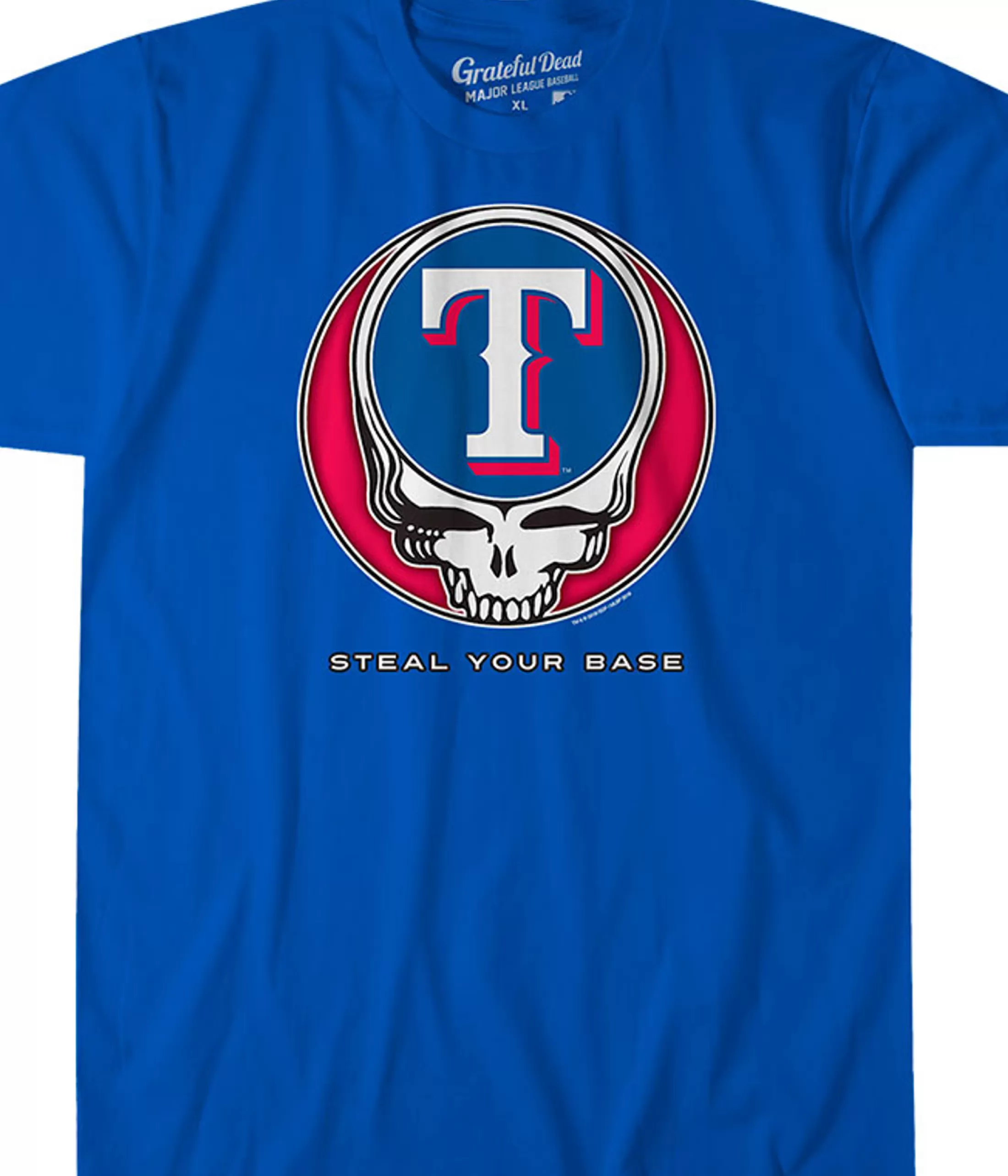 Athletic T-Shirt | Texas Rangers<Liquid Blue Texas Rangers Steal Your Base Blue Athletic T-Shirt