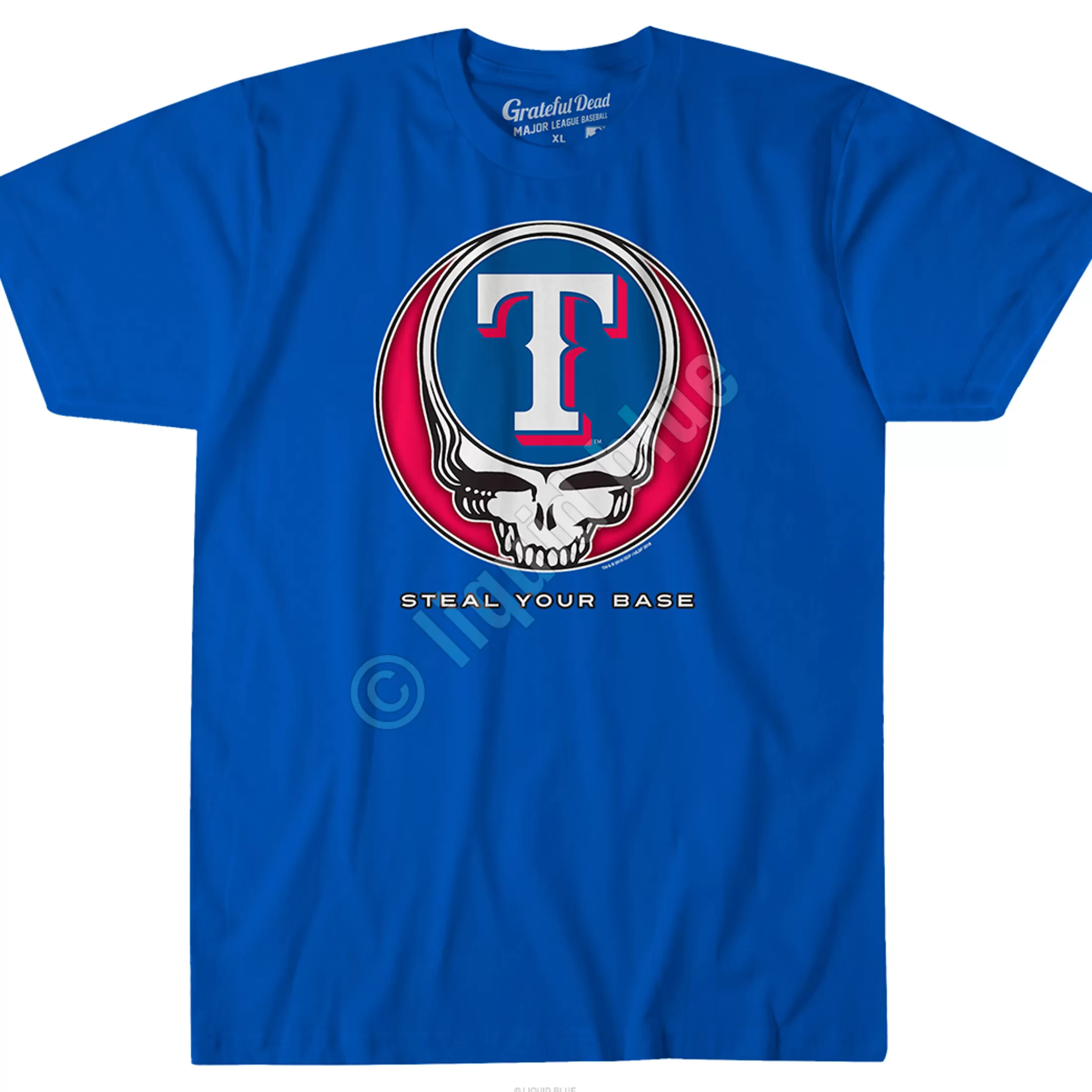 Athletic T-Shirt | Texas Rangers<Liquid Blue Texas Rangers Steal Your Base Blue Athletic T-Shirt