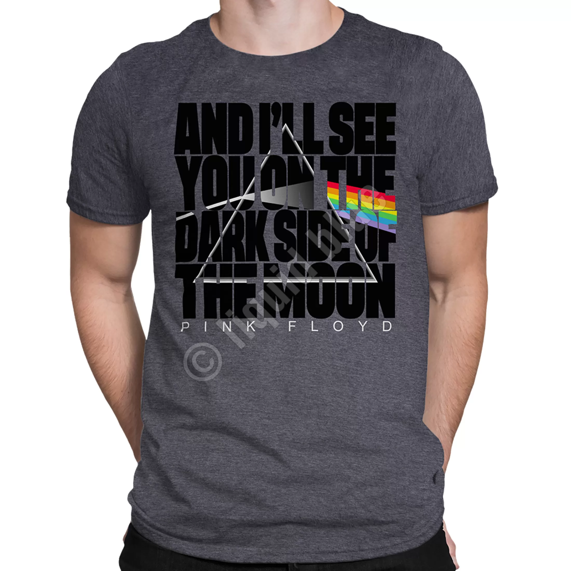 Poly-Cotton T-Shirt | Pink Floyd<Liquid Blue The Dark Side Dark Heather Poly-Cotton T-Shirt