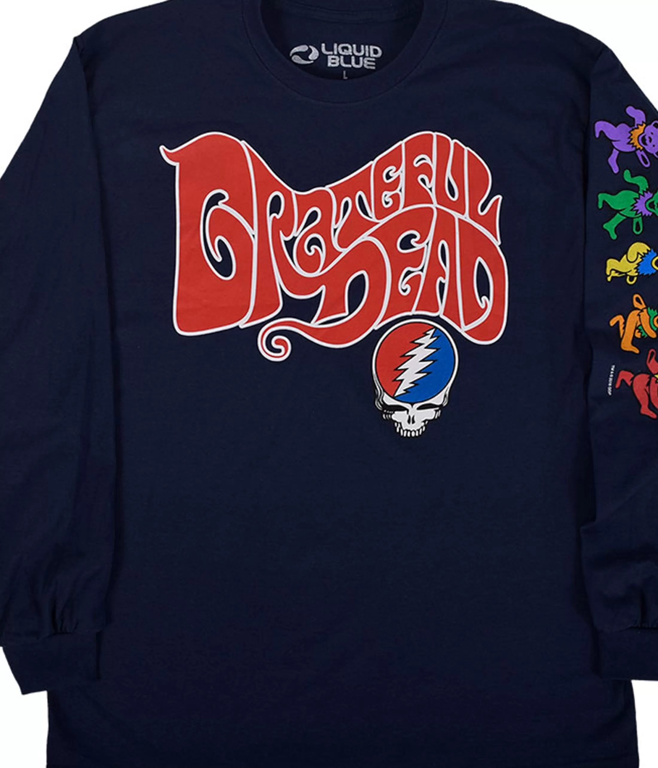 Long Sleeve | Grateful Dead<Liquid Blue The Grateful Dead Navy Sleeve Printed Long Sleeve T-Shirt