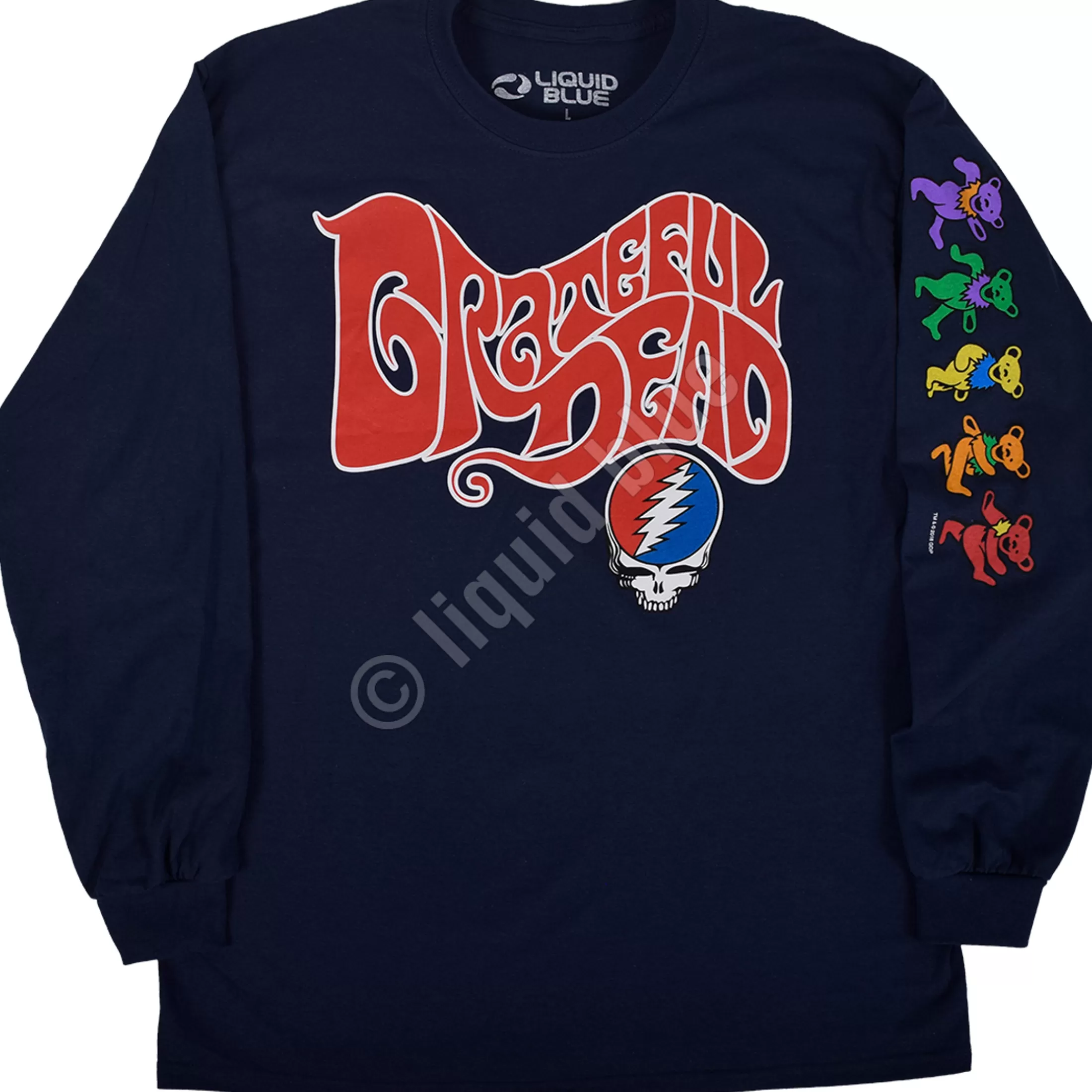 Long Sleeve | Grateful Dead<Liquid Blue The Grateful Dead Navy Sleeve Printed Long Sleeve T-Shirt