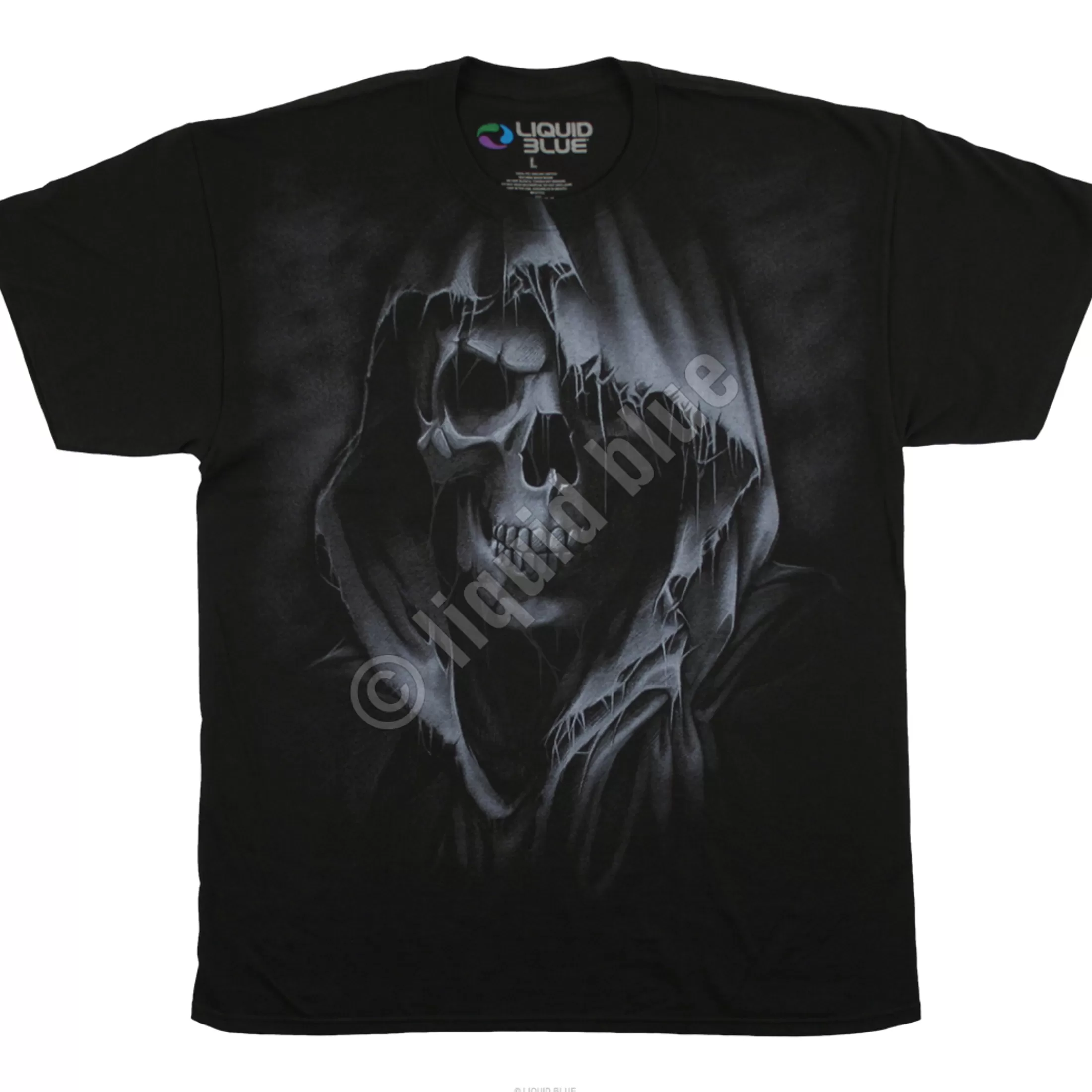 T-Shirt | Halloween<Liquid Blue The Reaper Black T-Shirt