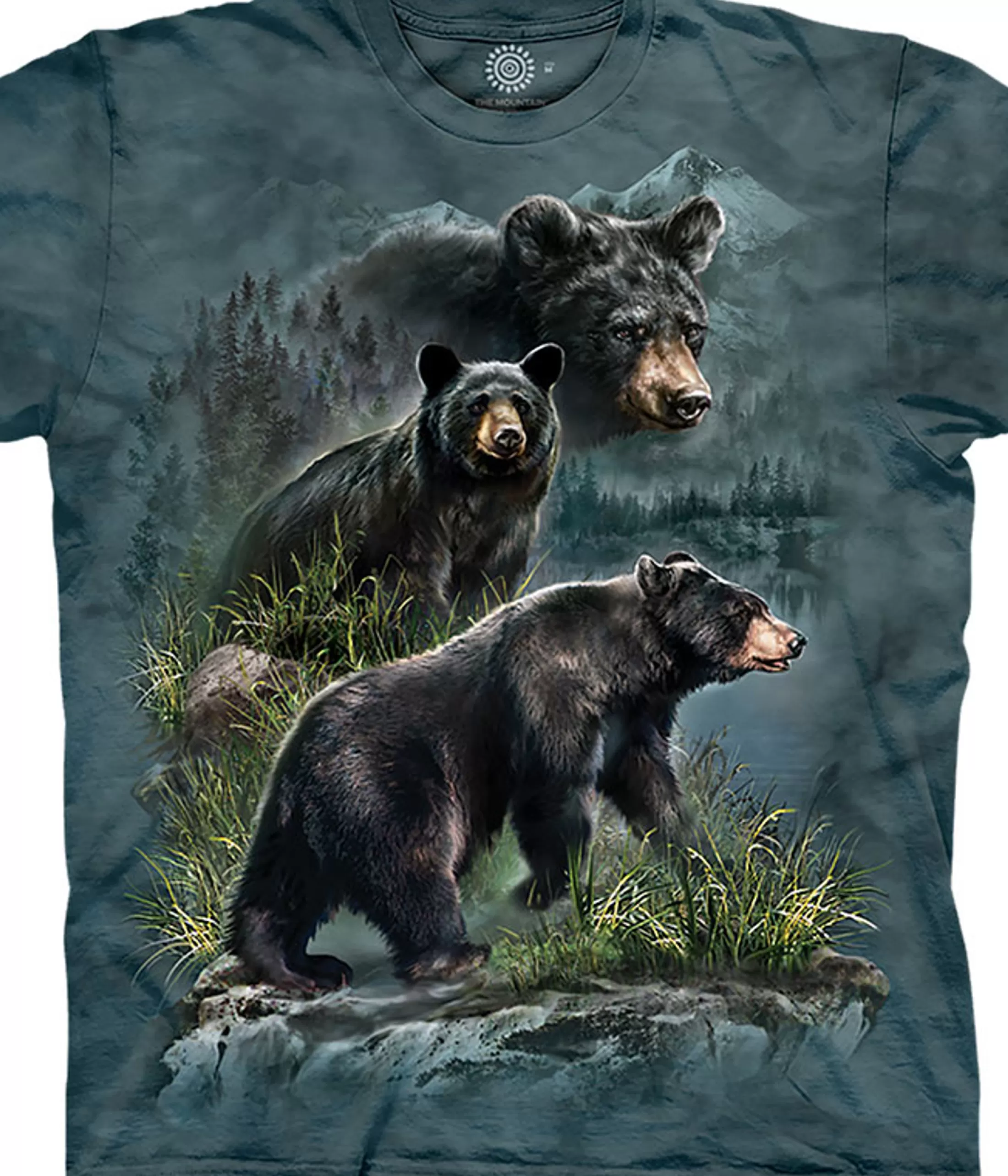 T-Shirt | North American Animals<Liquid Blue Three Black Bears Classic Cotton T-Shirt