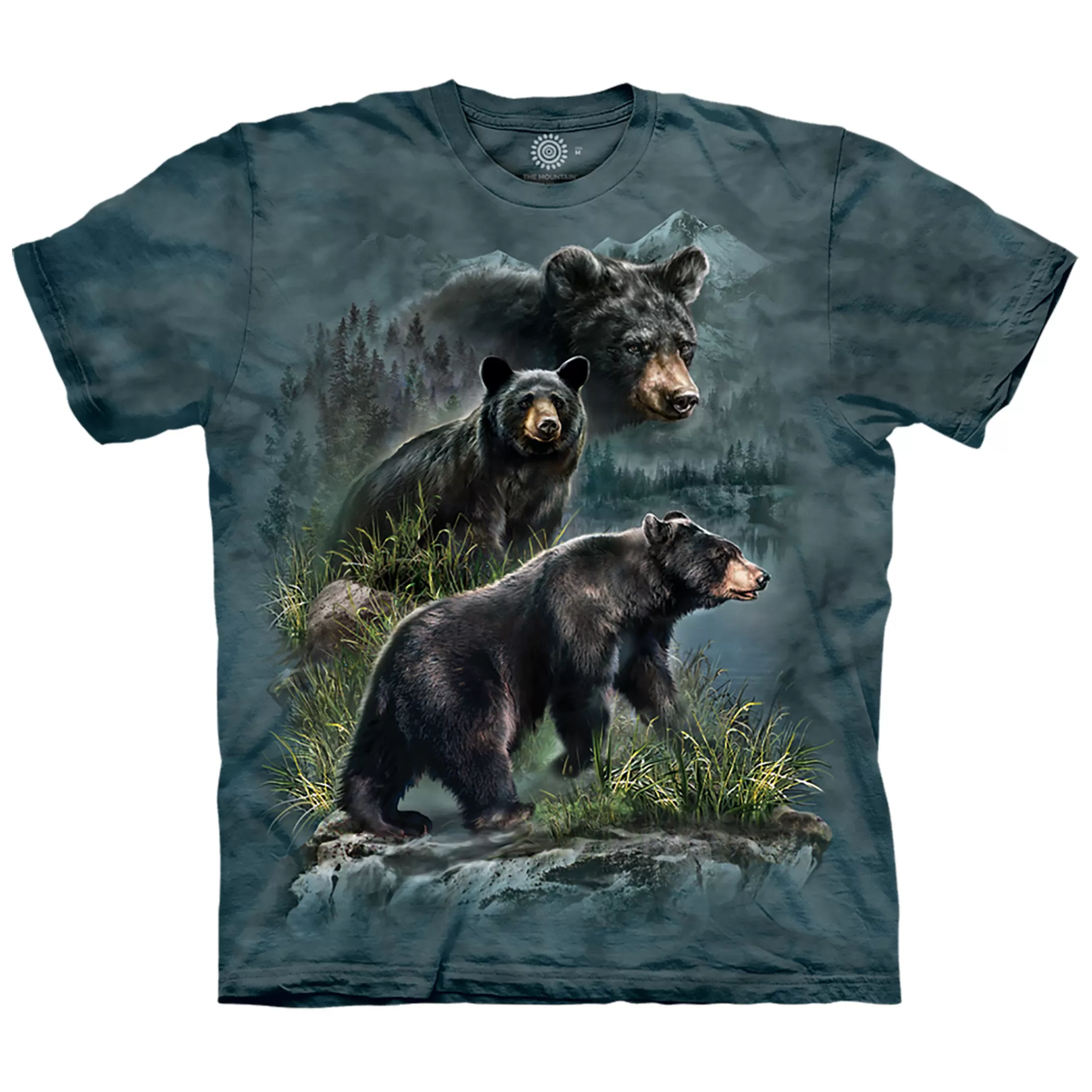 T-Shirt | North American Animals<Liquid Blue Three Black Bears Classic Cotton T-Shirt