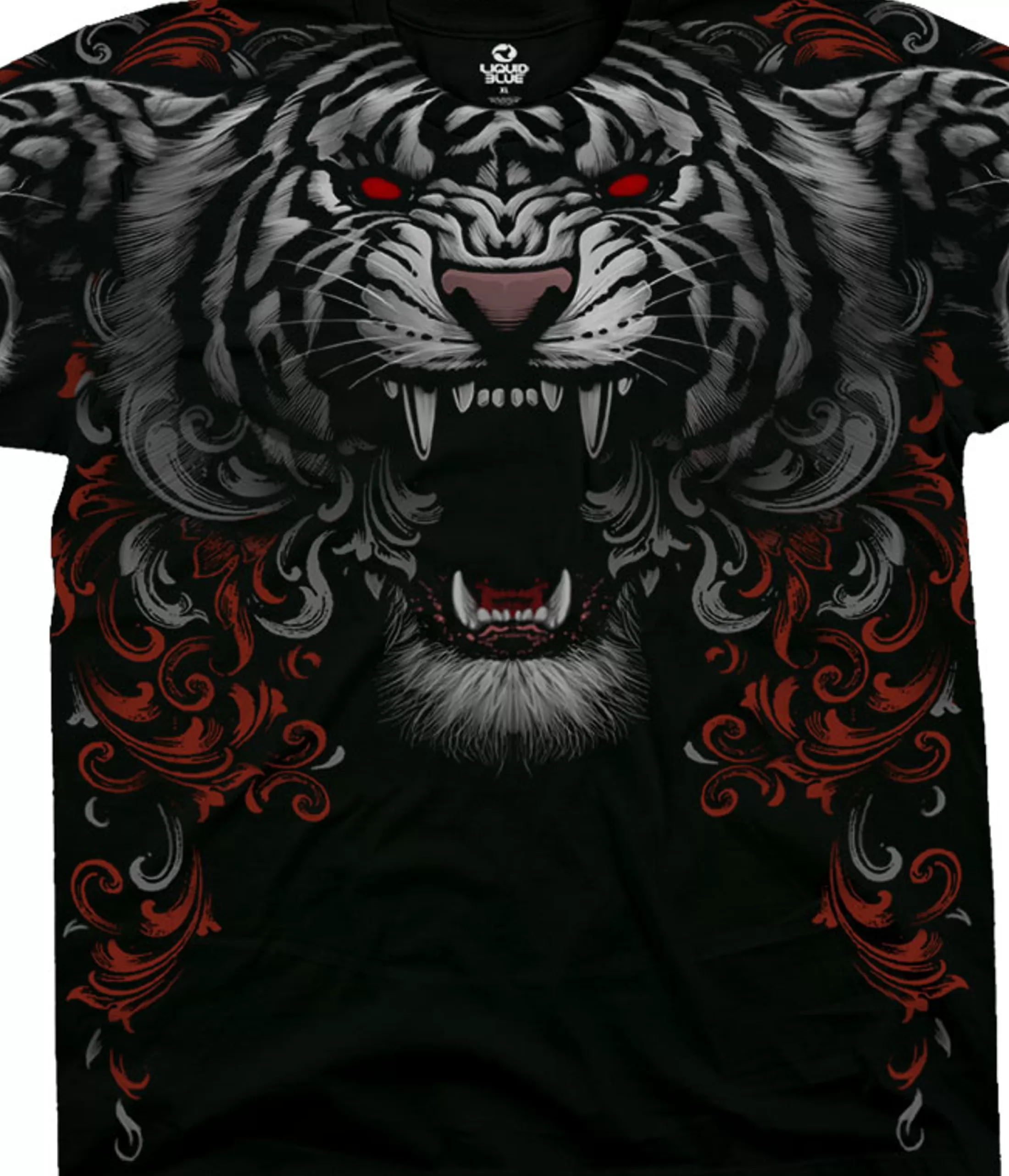 T-Shirt | Dark Fantasy<Liquid Blue Three Tiger Roar Black T-Shirt