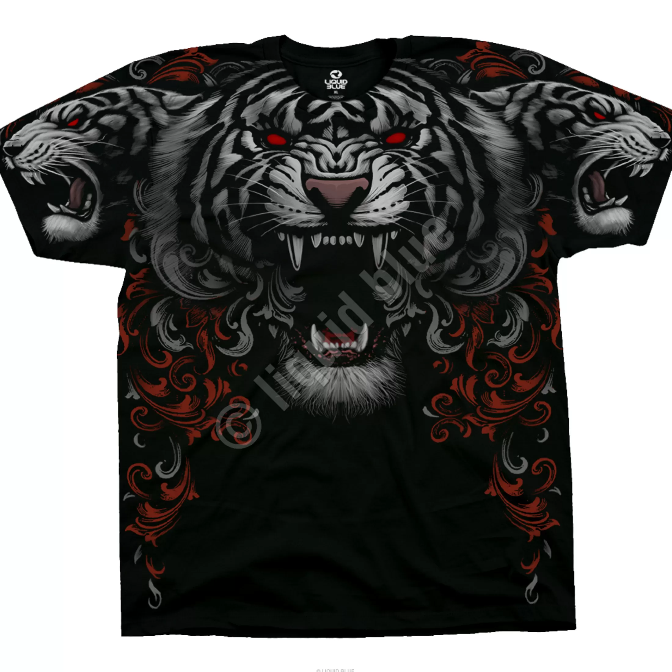 T-Shirt | Dark Fantasy<Liquid Blue Three Tiger Roar Black T-Shirt