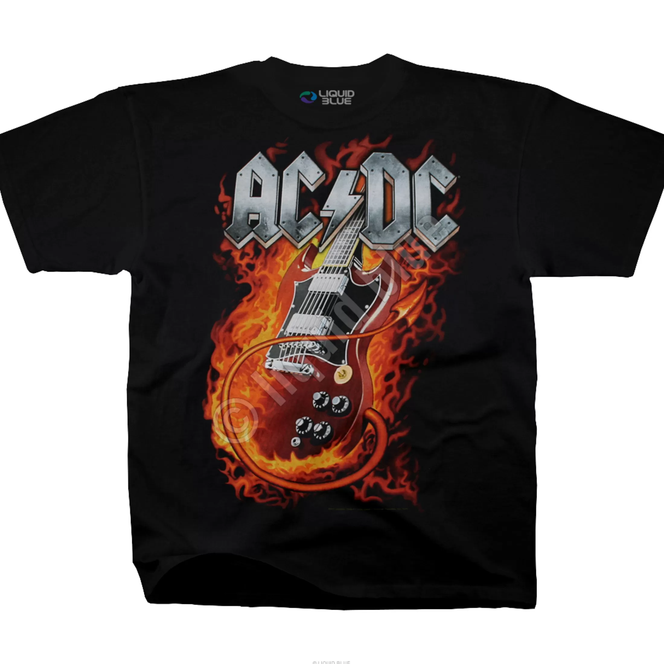 T-Shirt | Ac-Dc<Liquid Blue Thunderstruck Black T-Shirt