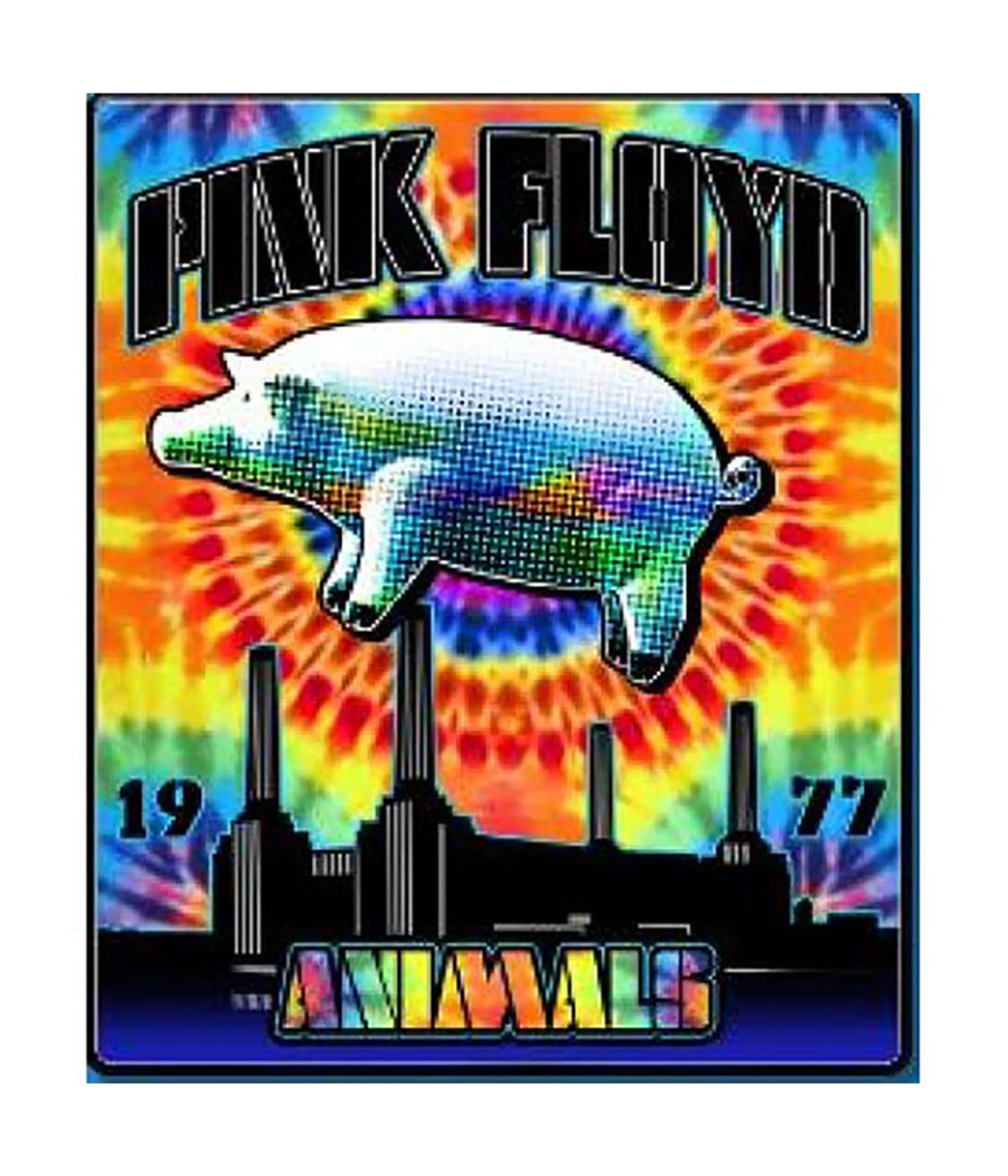 Pink Floyd<Liquid Blue Tie-Dye Animals Fleece Blanket