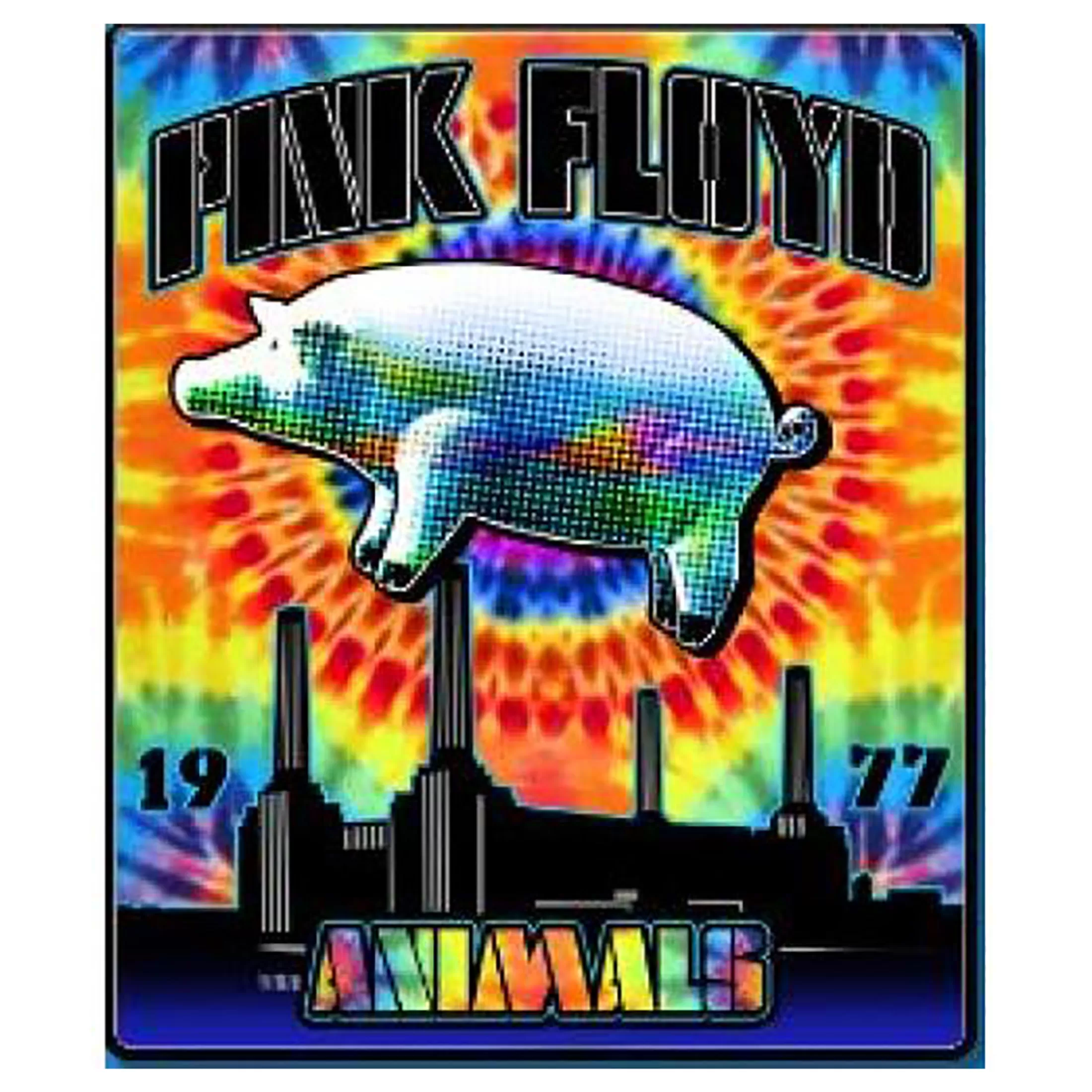 Pink Floyd<Liquid Blue Tie-Dye Animals Fleece Blanket