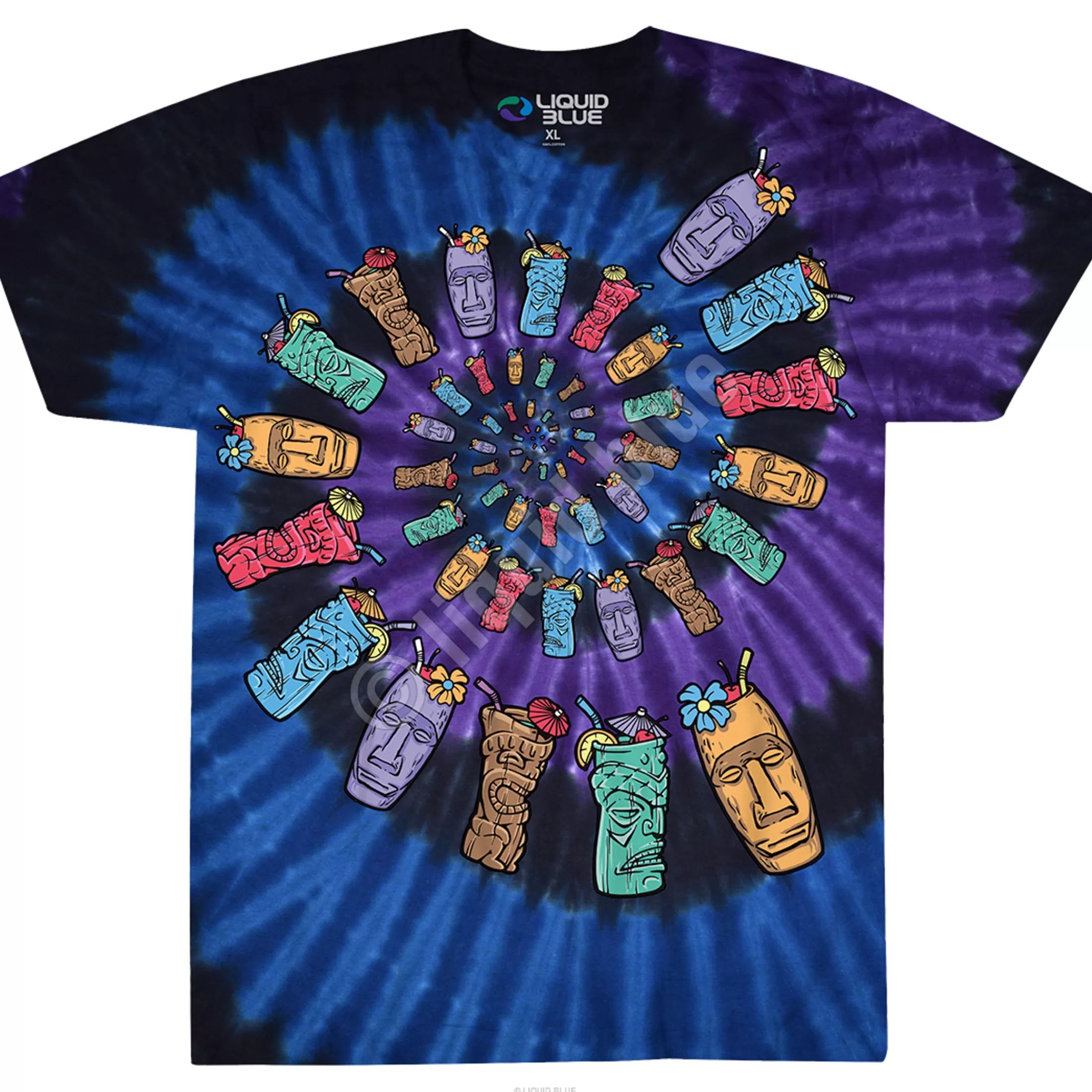 T-Shirt | Food<Liquid Blue Tiki Spiral Tie-Dye T-Shirt