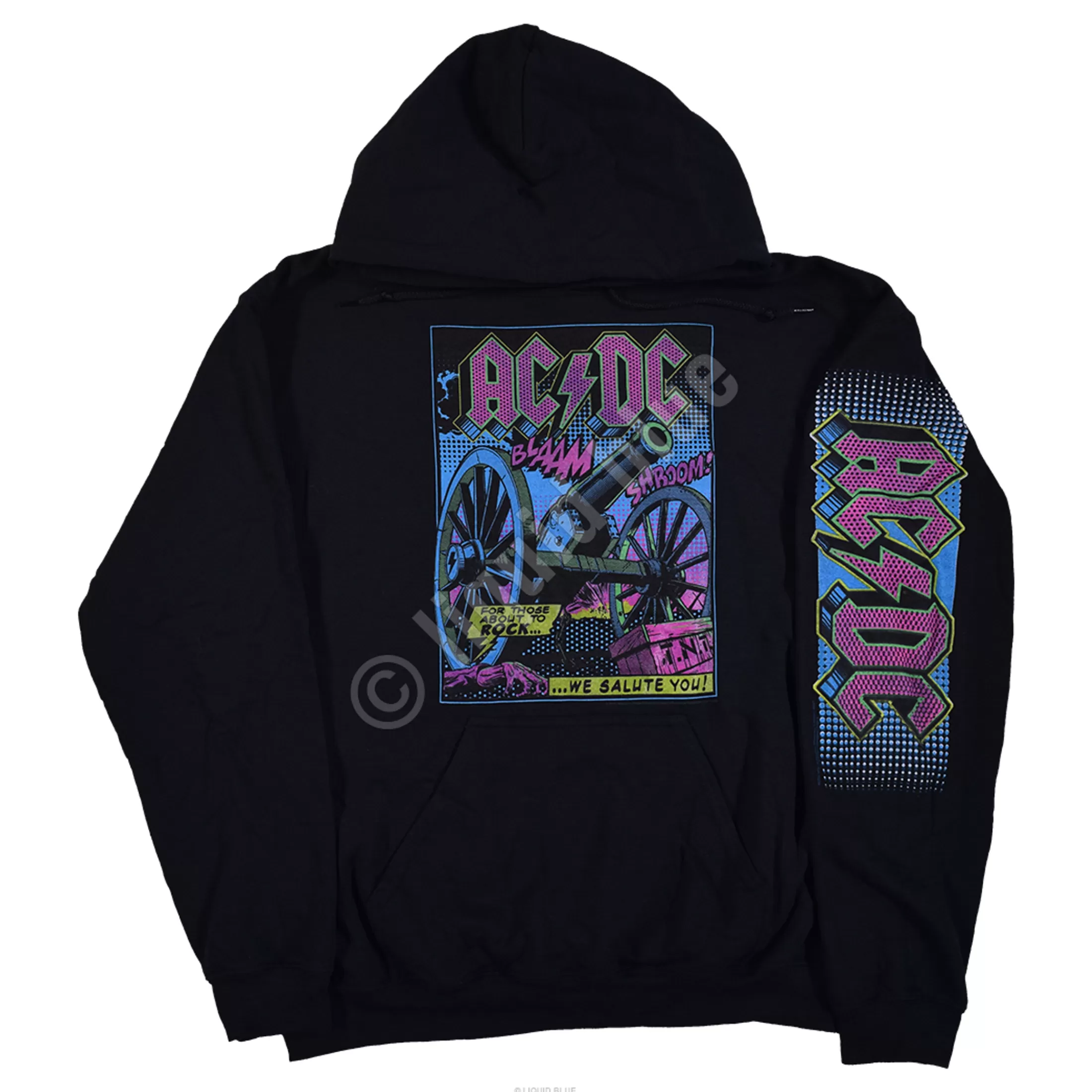 Hoodie | Ac-Dc<Liquid Blue TNT Blacklight Black Sleeve Printed Hoodie