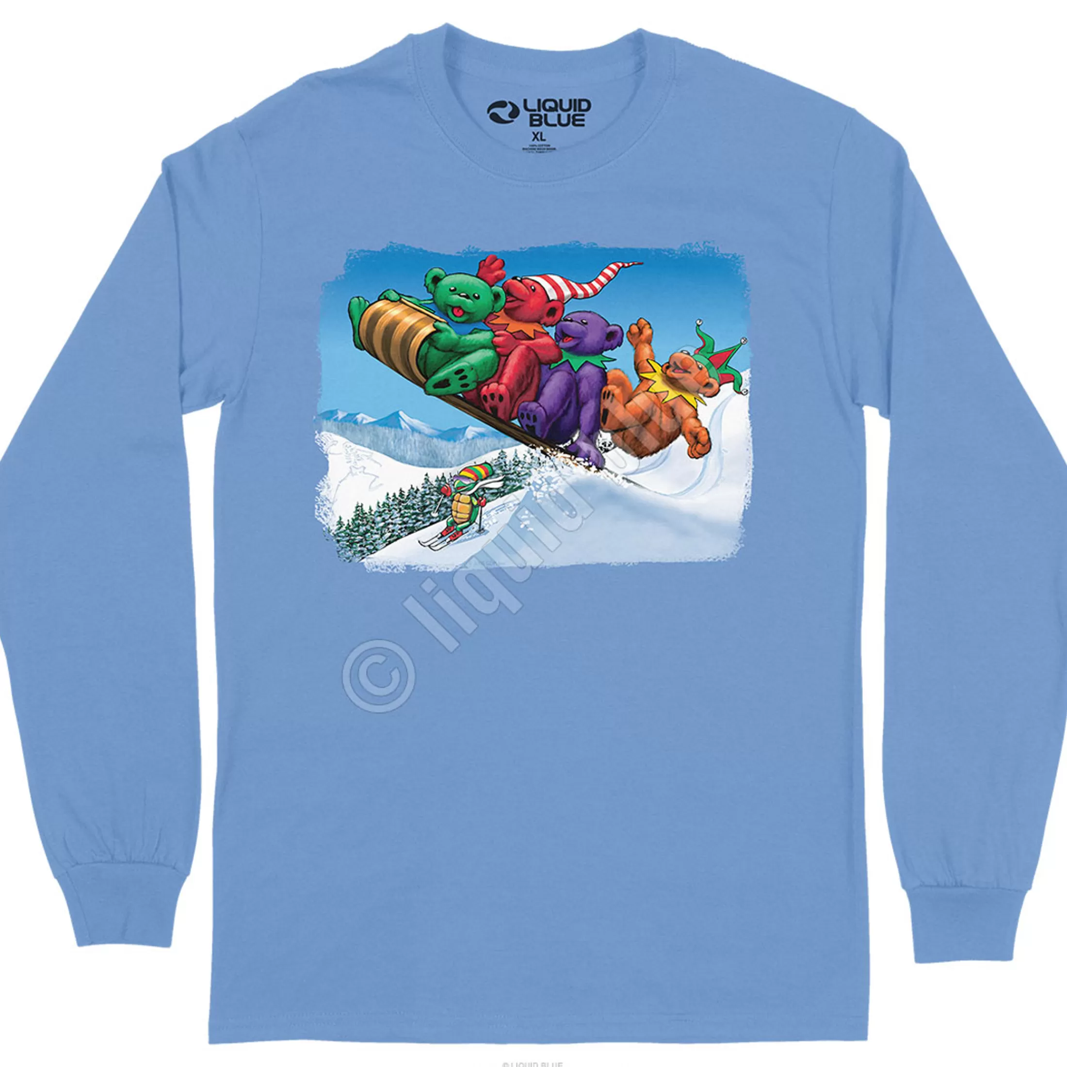 Long Sleeve | Toboggan Bears<Liquid Blue Toboggan Bears Long Sleeve T-Shirt