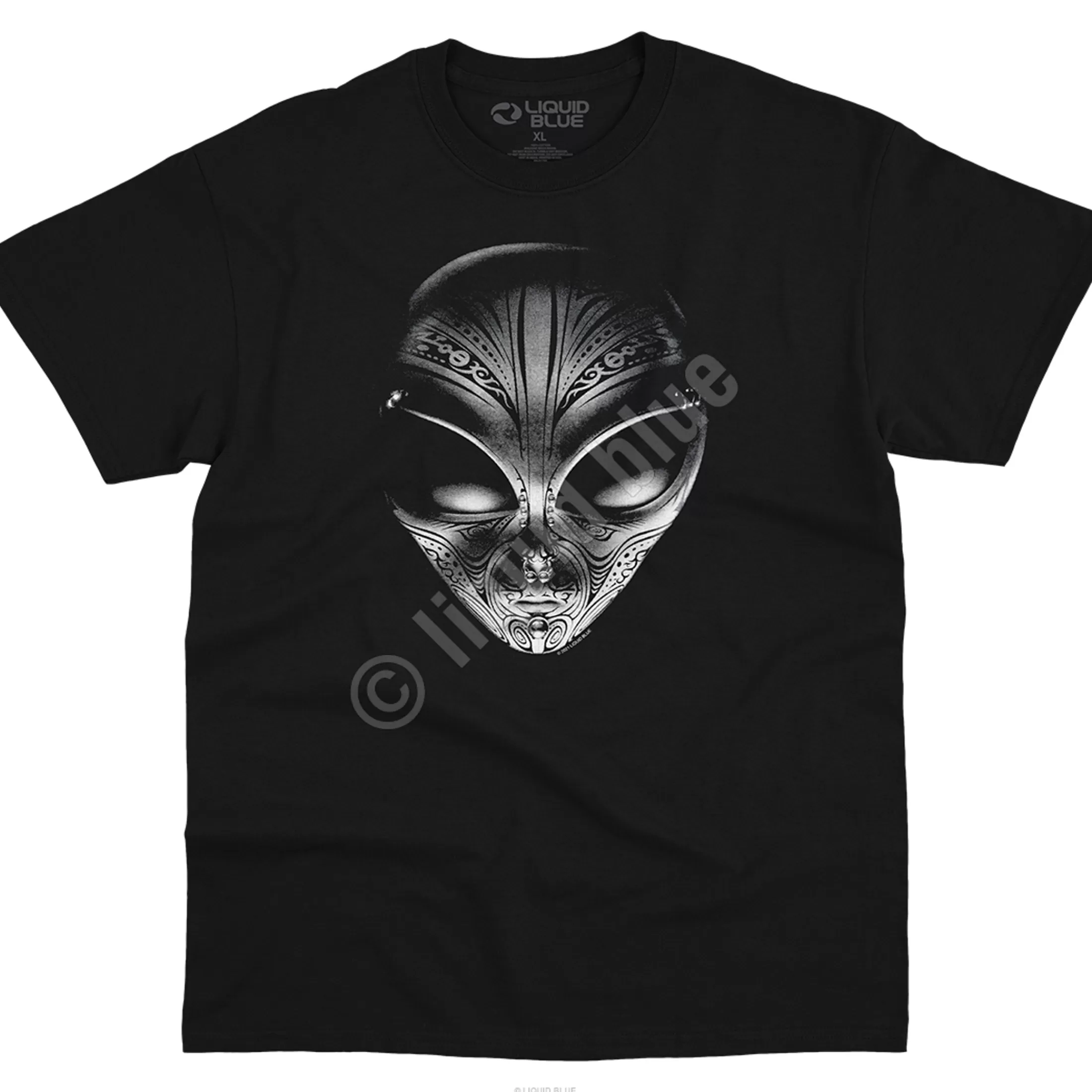 T-Shirt | Space<Liquid Blue Tribal Alien Black T-Shirt