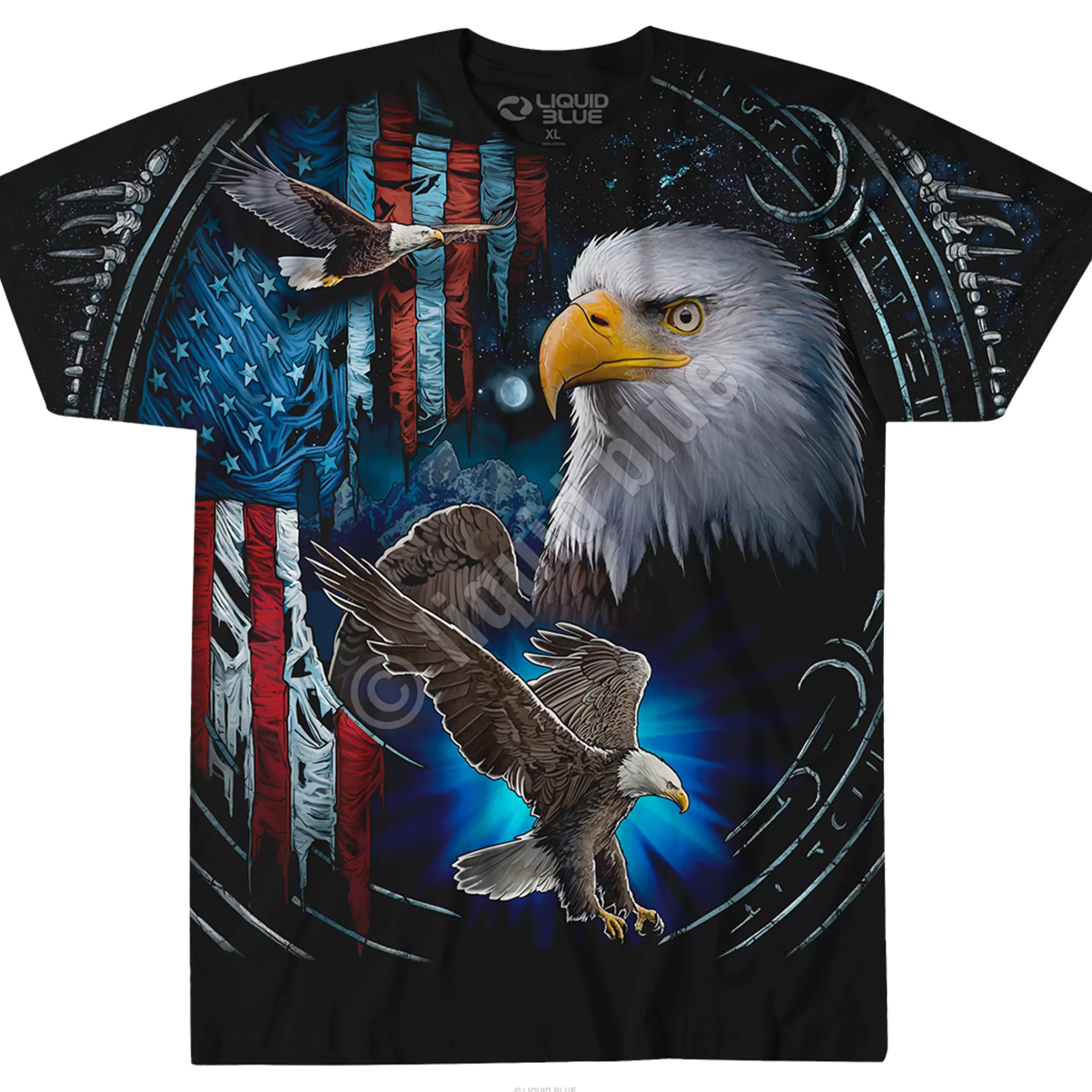 T-Shirt | Exotic Wildlife<Liquid Blue Tribal Eagle Black T-Shirt