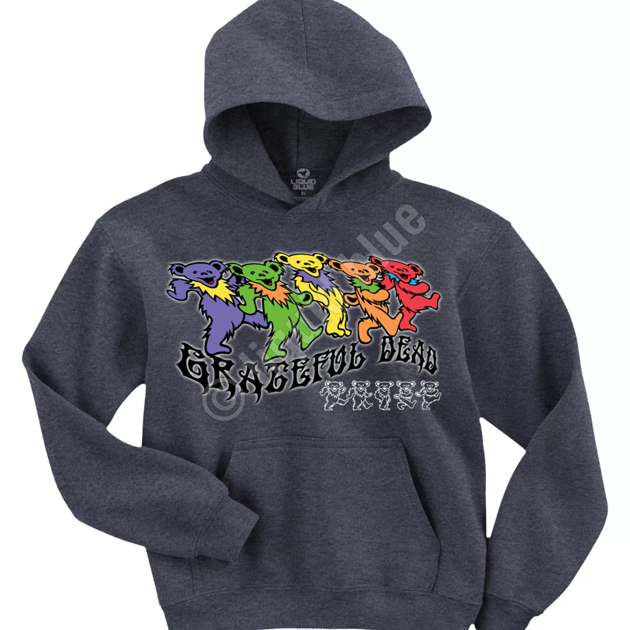 Hoodie | Grateful Dead<Liquid Blue Trippy Bears Grey Hoodie