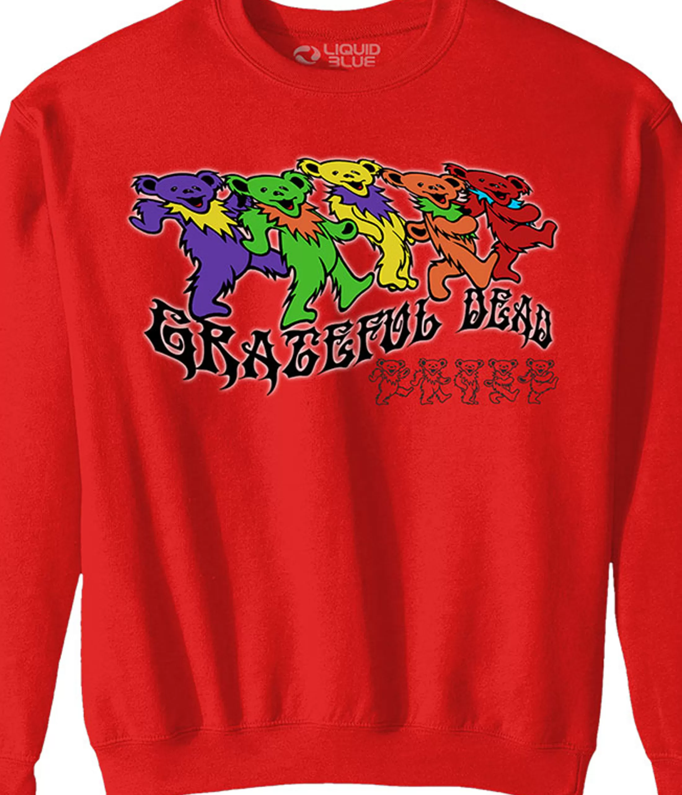 Sweatshirt | Grateful Dead<Liquid Blue Trippy Bears Red Sweatshirt