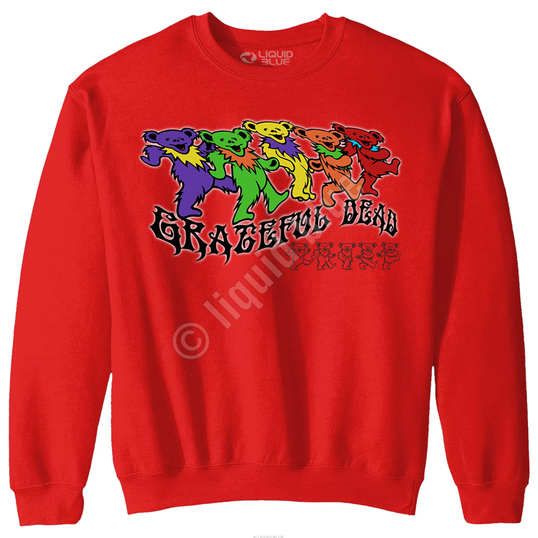 Sweatshirt | Grateful Dead<Liquid Blue Trippy Bears Red Sweatshirt