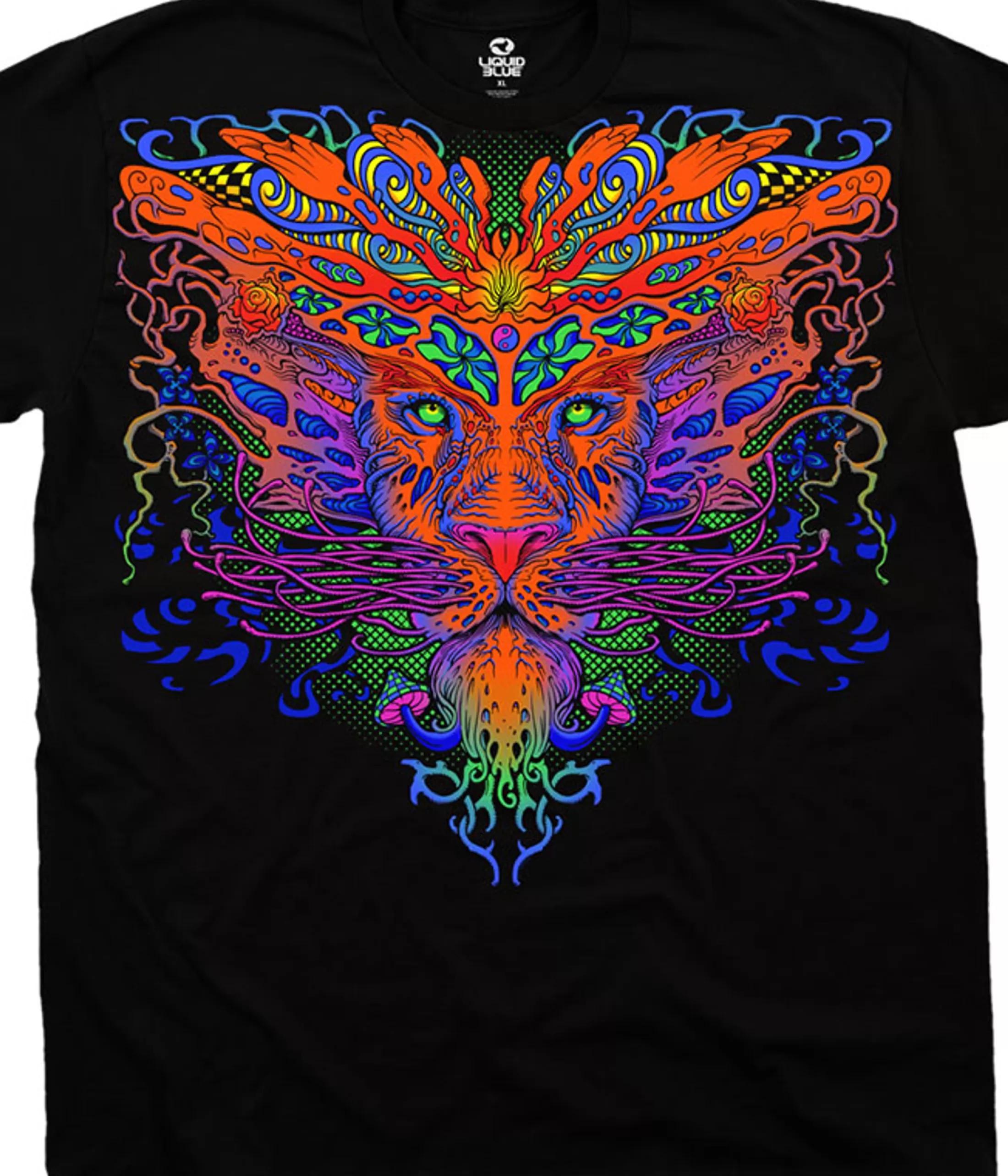 T-Shirt | Light Fantasy<Liquid Blue Trippy Lion Black T-Shirt