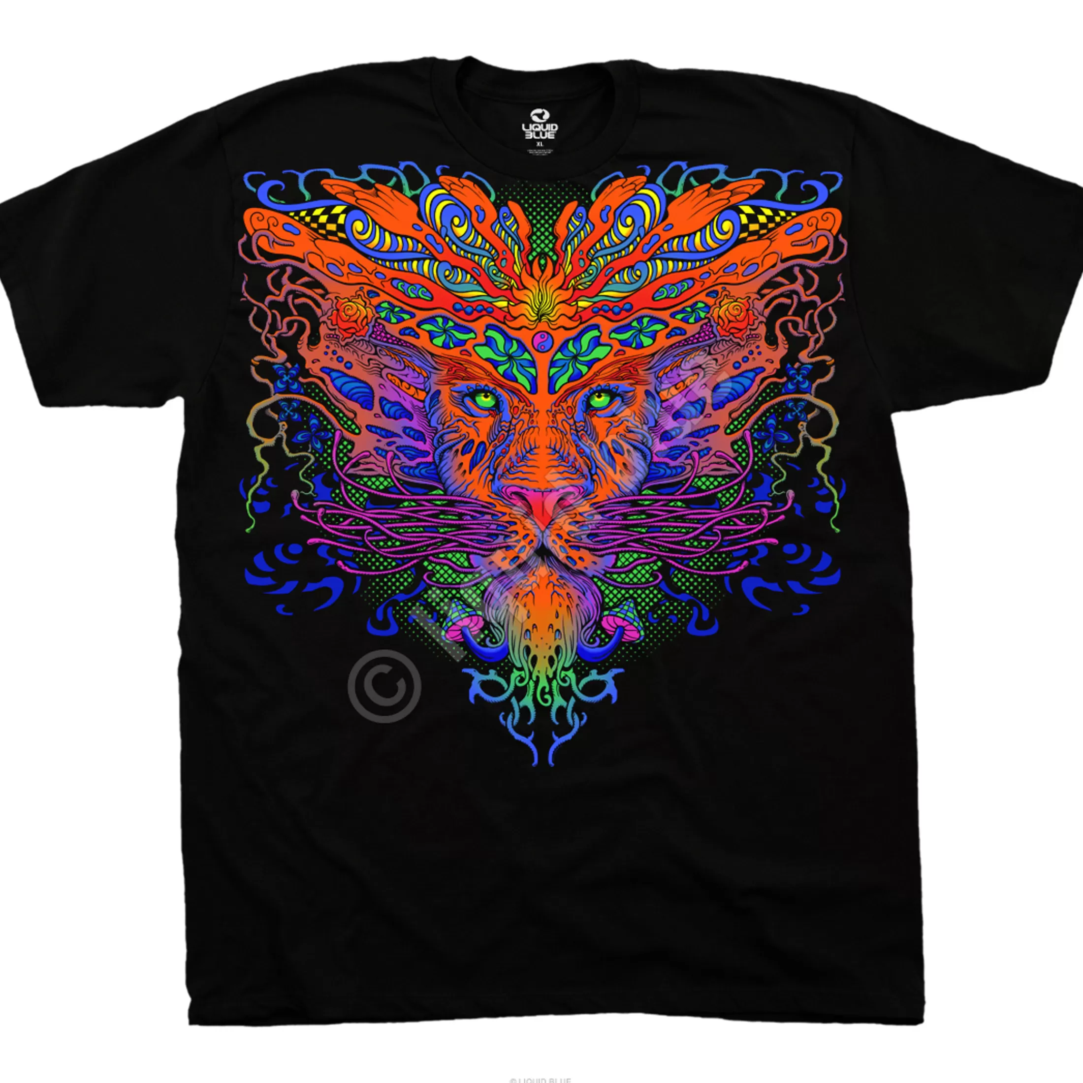 T-Shirt | Light Fantasy<Liquid Blue Trippy Lion Black T-Shirt