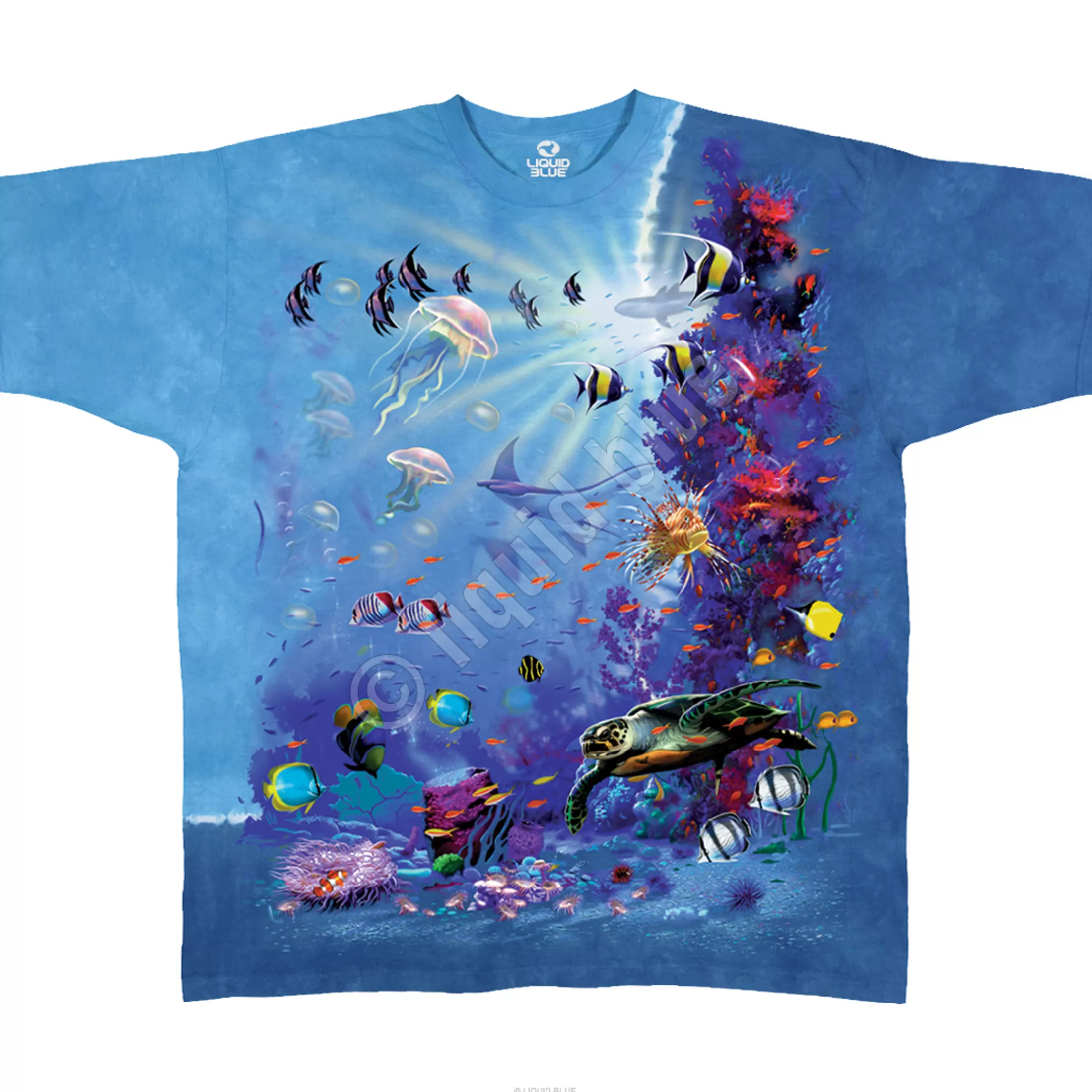 T-Shirt | Aquatic<Liquid Blue Tropical Reef Tie-Dye T-Shirt