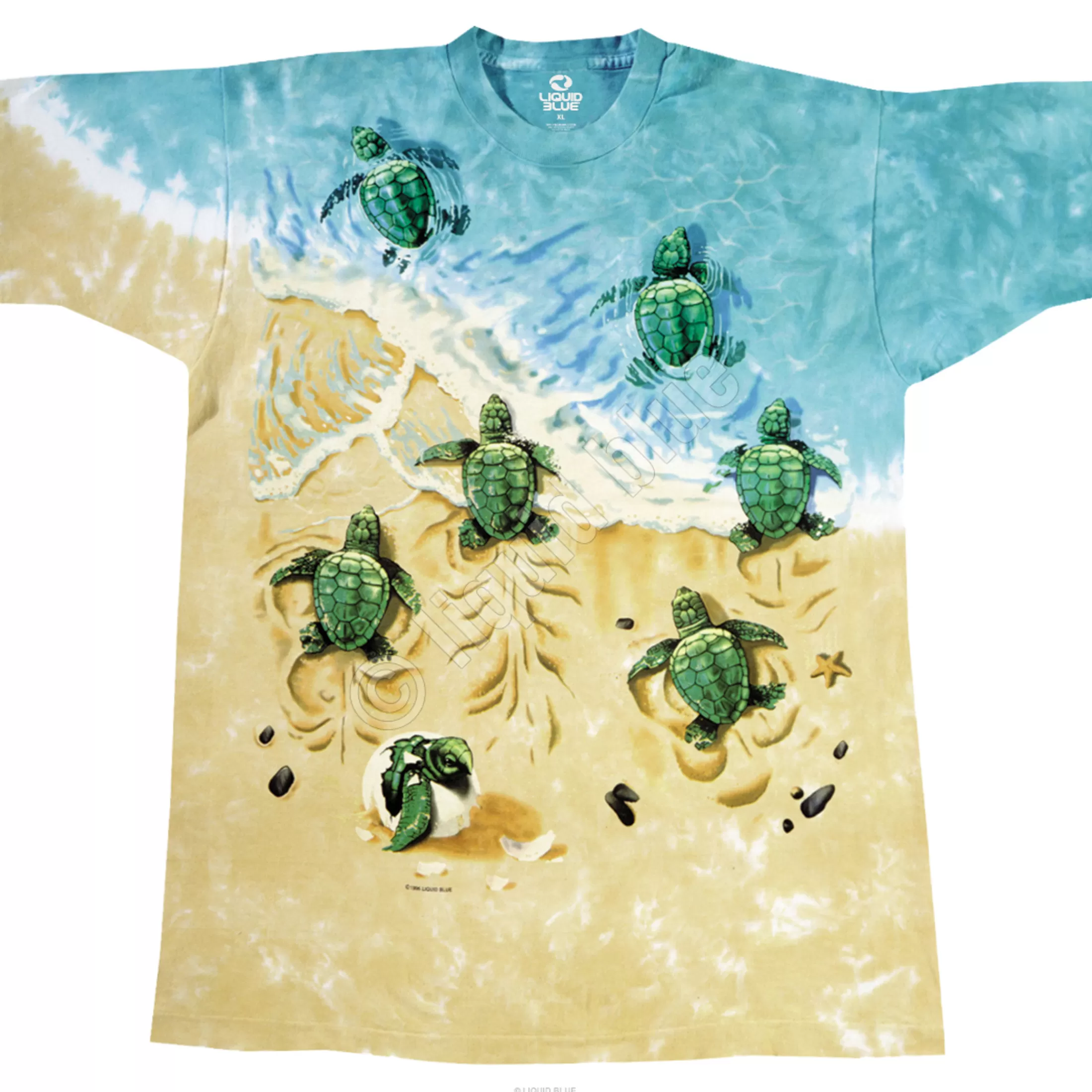 T-Shirt | Aquatic<Liquid Blue Turtle Beach Tie-Dye T-Shirt