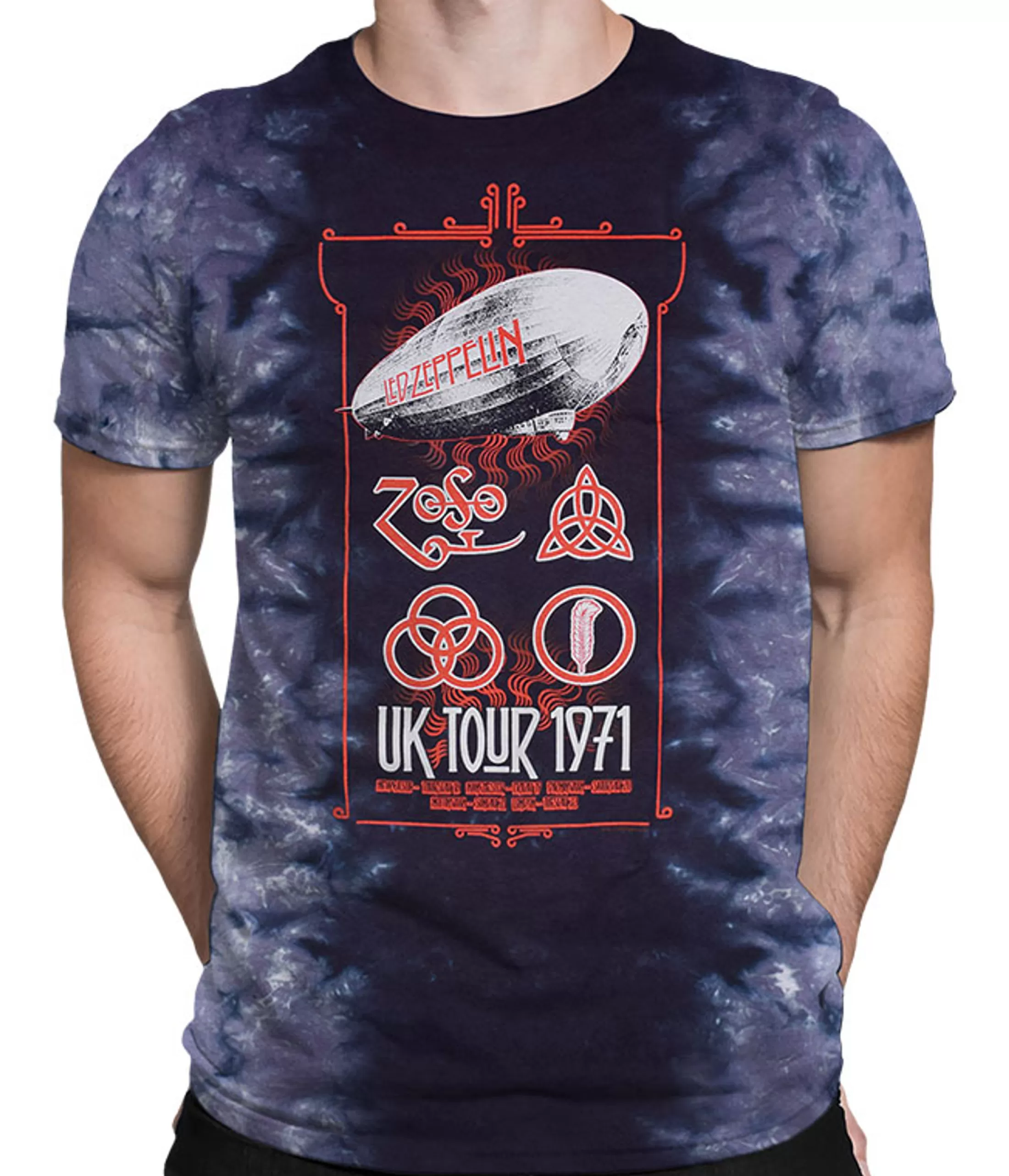 T-Shirt | Led Zeppelin<Liquid Blue Uk Tour 1971 Tie-Dye T-Shirt