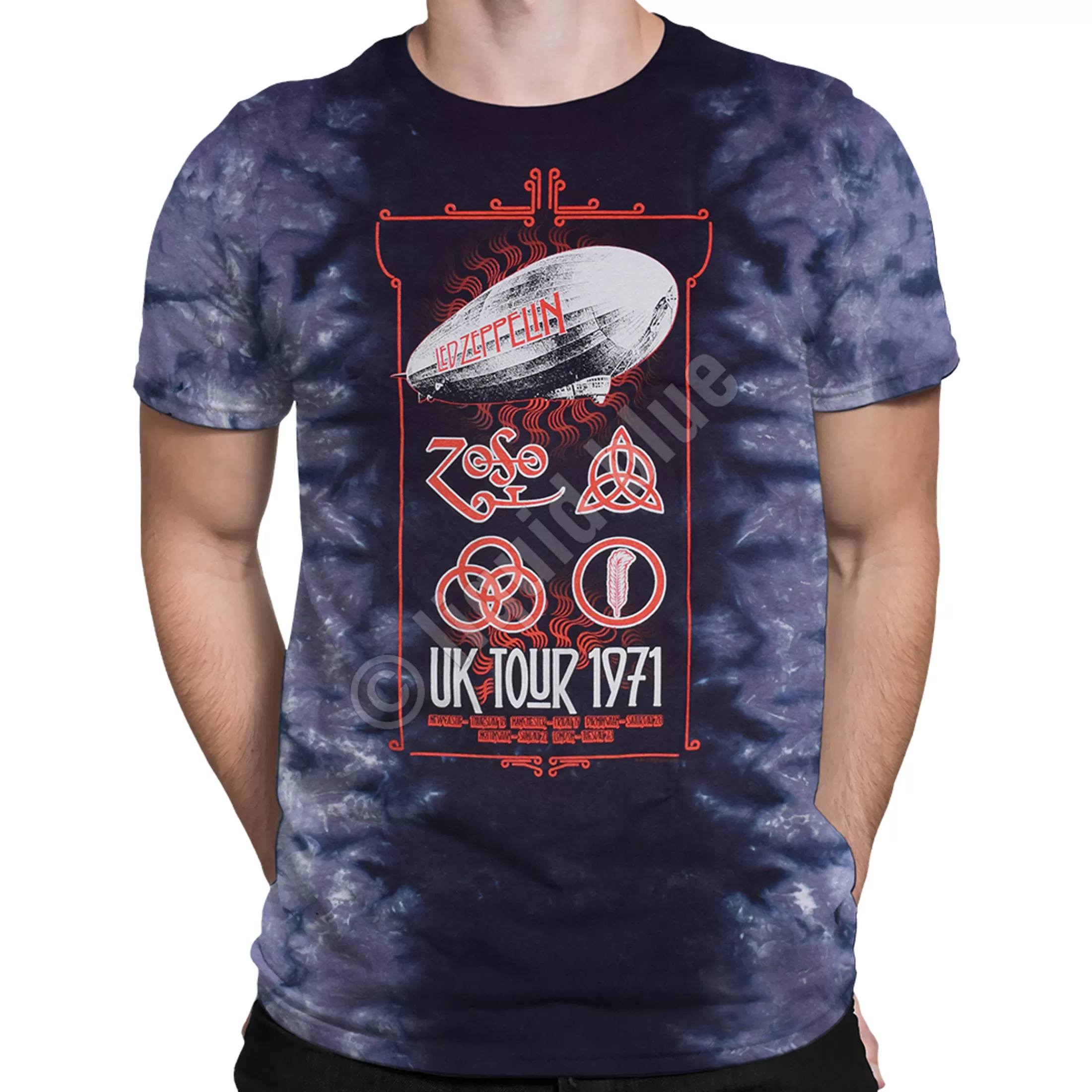 T-Shirt | Led Zeppelin<Liquid Blue Uk Tour 1971 Tie-Dye T-Shirt