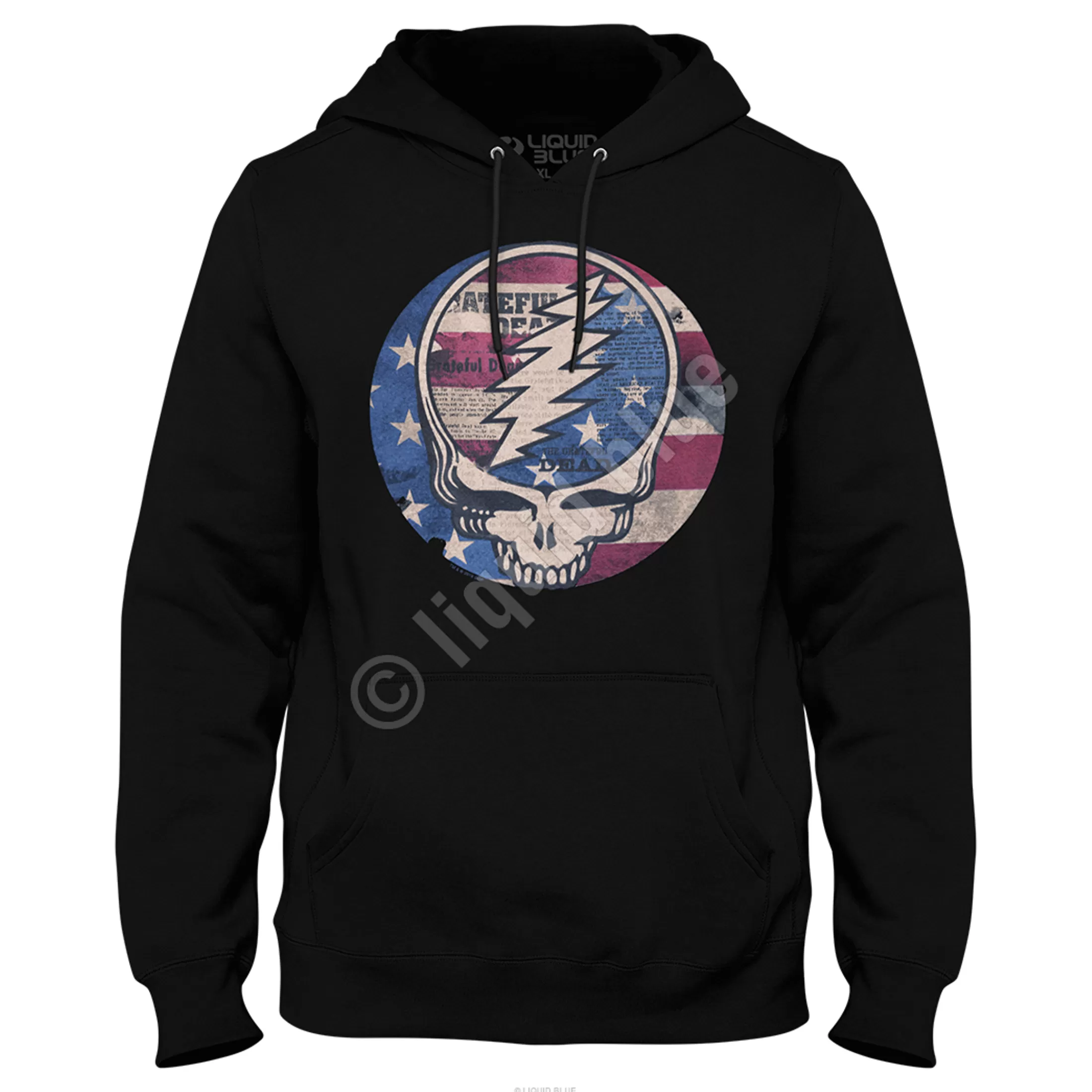 Hoodie | Grateful Dead<Liquid Blue USA Distressed SYF Black Hoodie