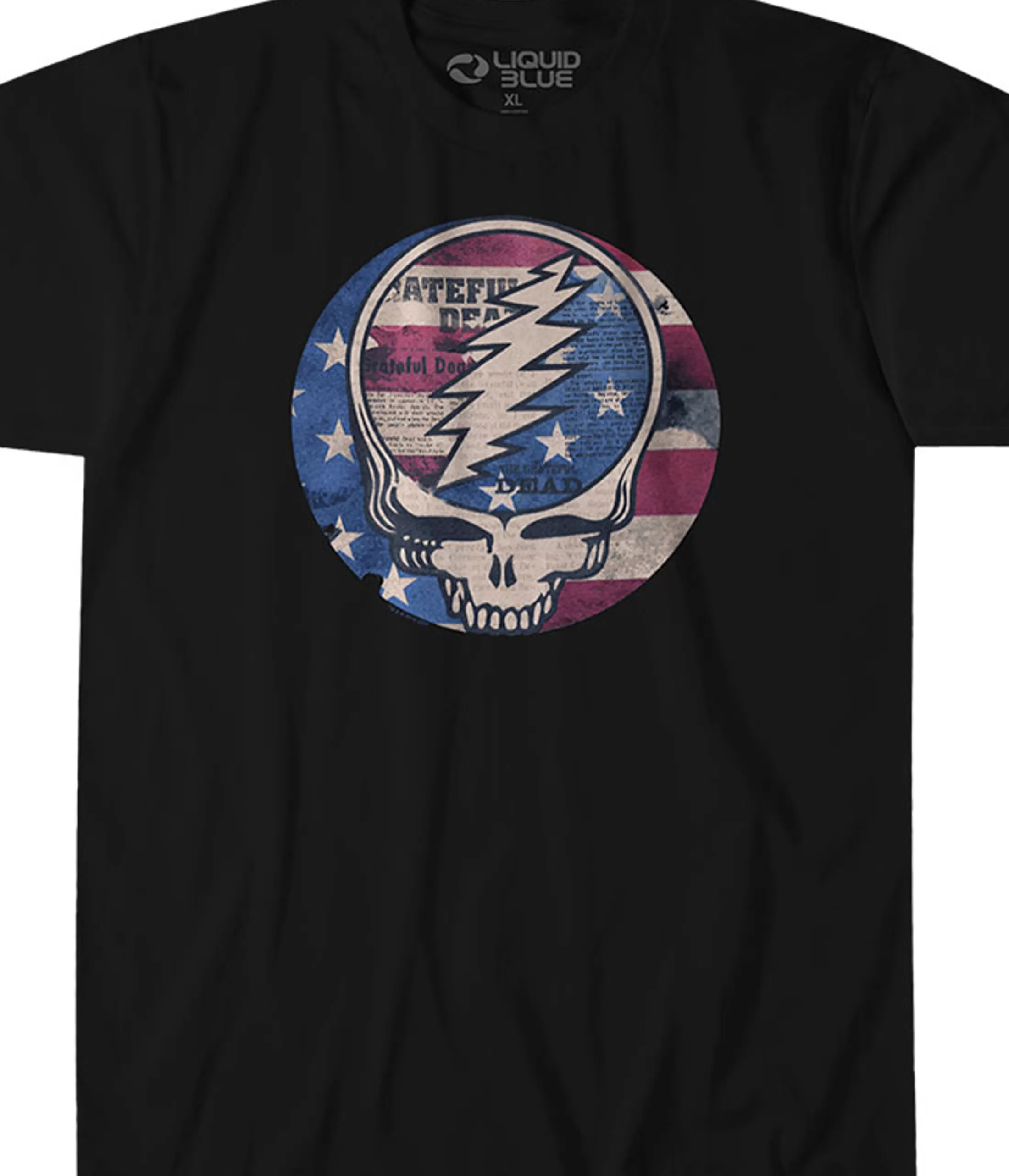 T-Shirt | Grateful Dead<Liquid Blue USA Distressed SYF Black T-Shirt