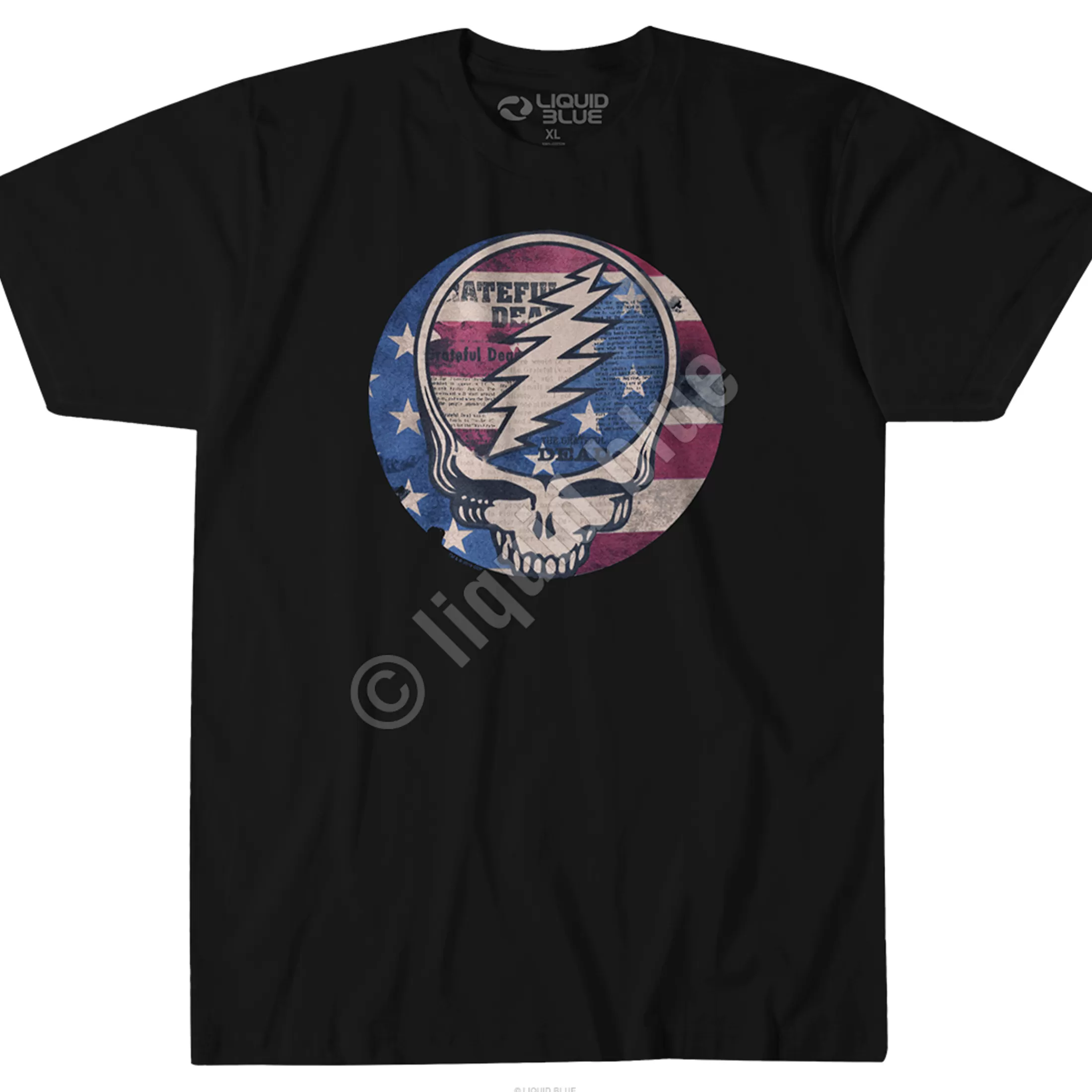 T-Shirt | Grateful Dead<Liquid Blue USA Distressed SYF Black T-Shirt