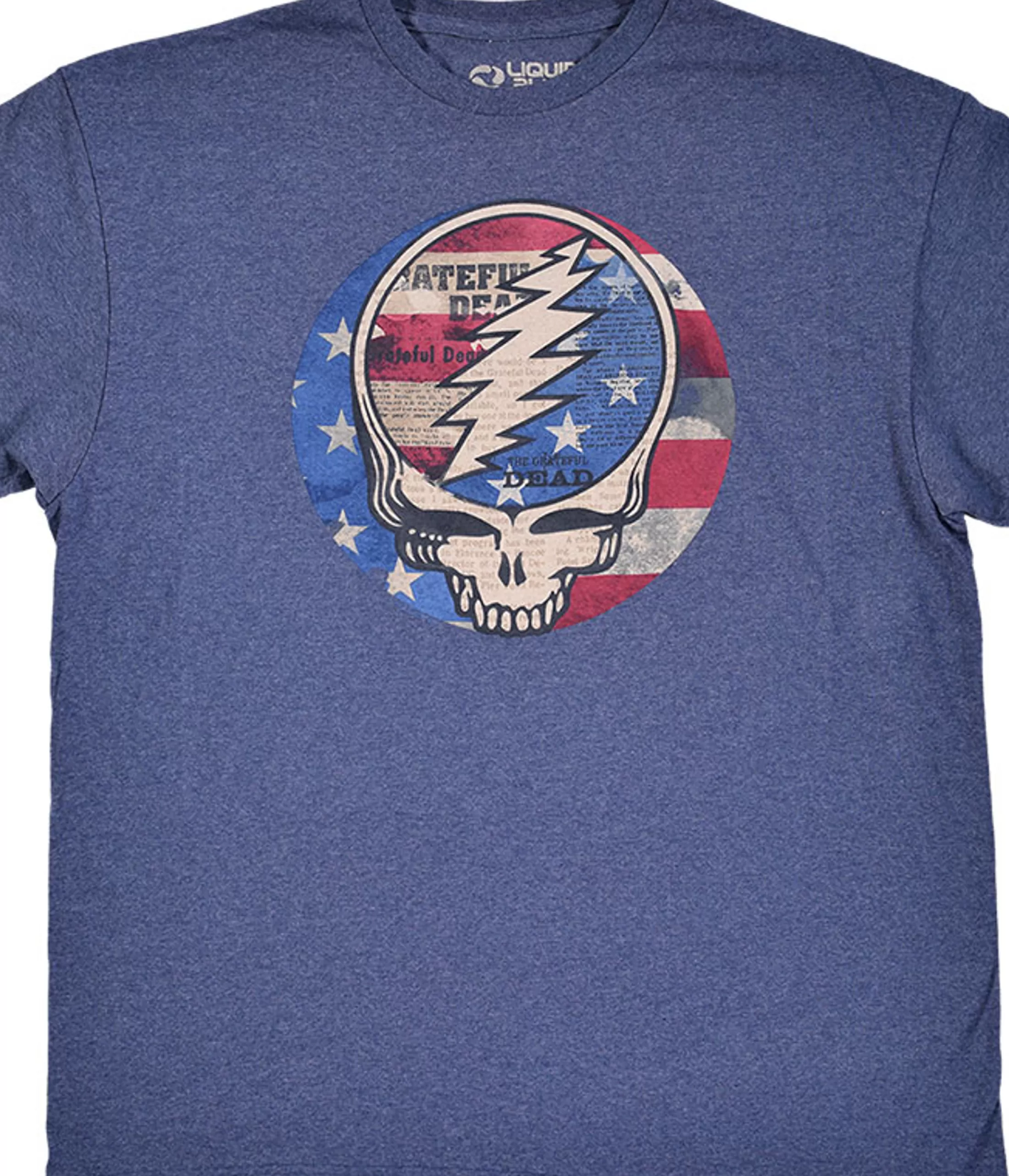 T-Shirt | Grateful Dead<Liquid Blue USA Distressed SYF Blue Heather Poly-Cotton T-Shirt