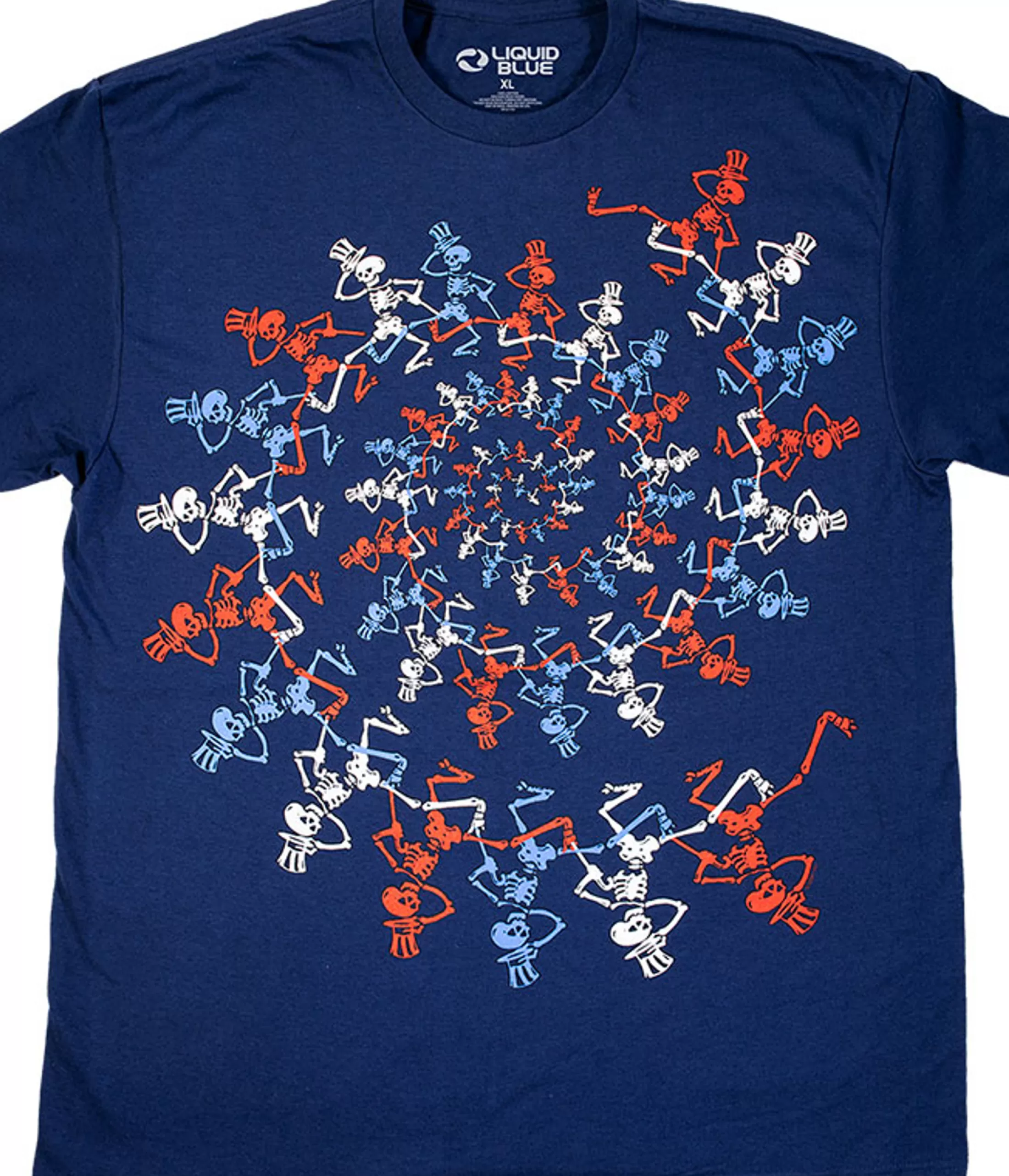 T-Shirt | Grateful Dead<Liquid Blue USA Spiral Skeletons Navy T-Shirt