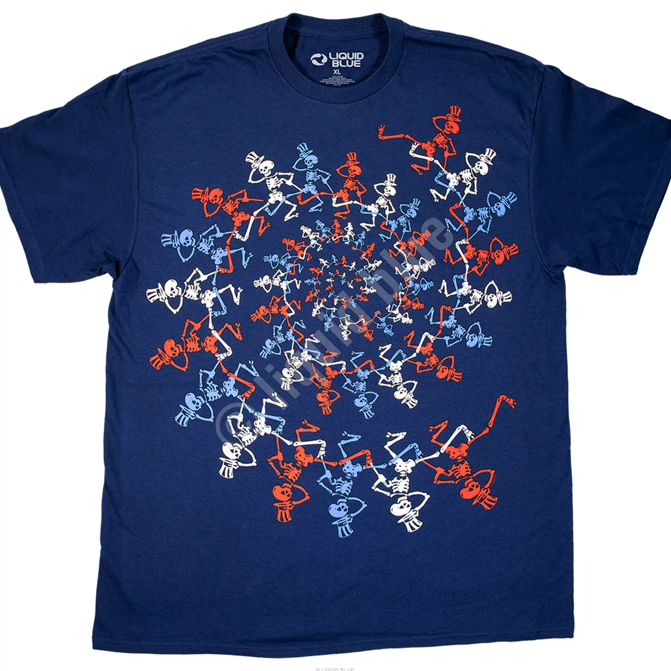 T-Shirt | Grateful Dead<Liquid Blue USA Spiral Skeletons Navy T-Shirt