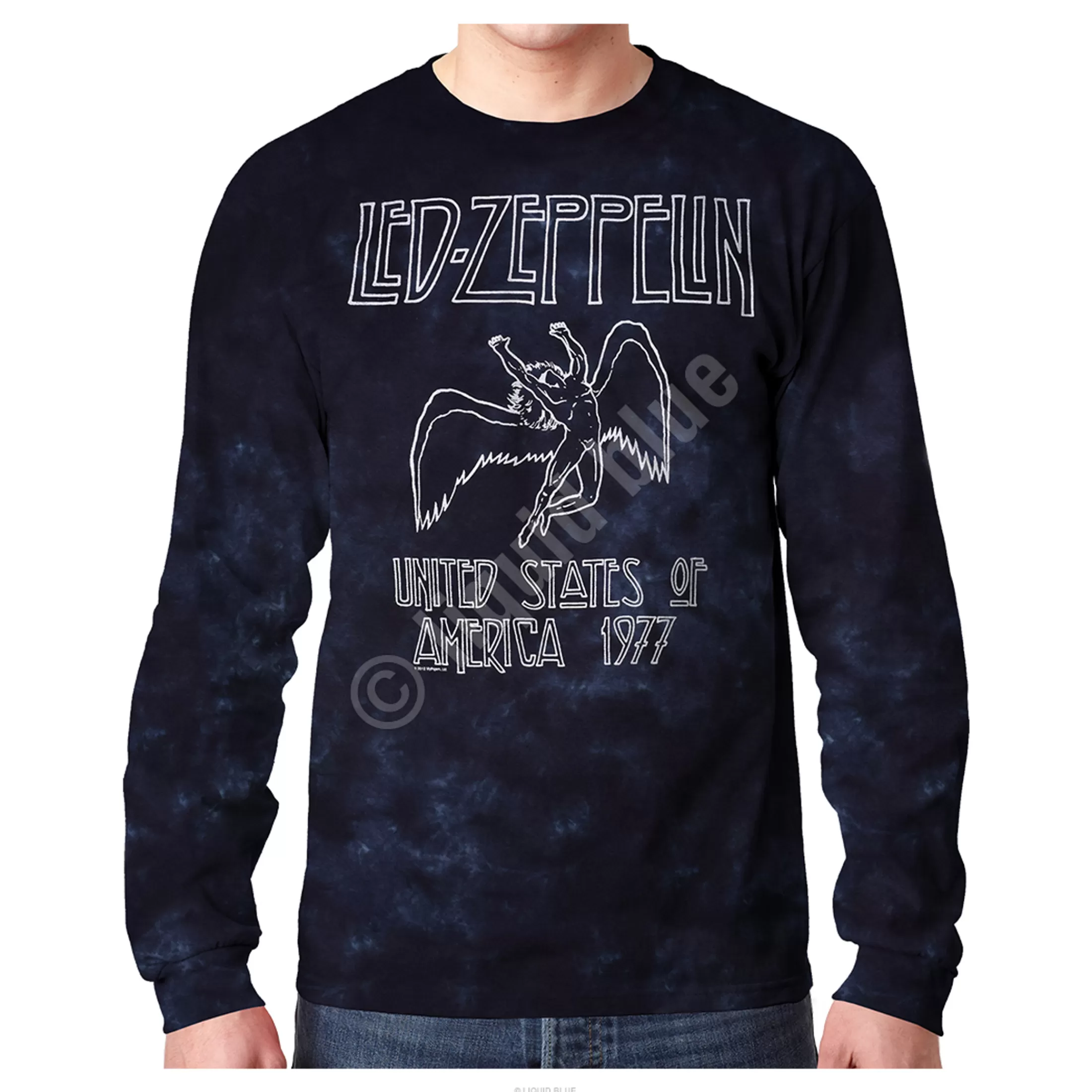 Long Sleeve | Led Zeppelin<Liquid Blue USA Tour 77 Tie-Dye Long Sleeve T-Shirt