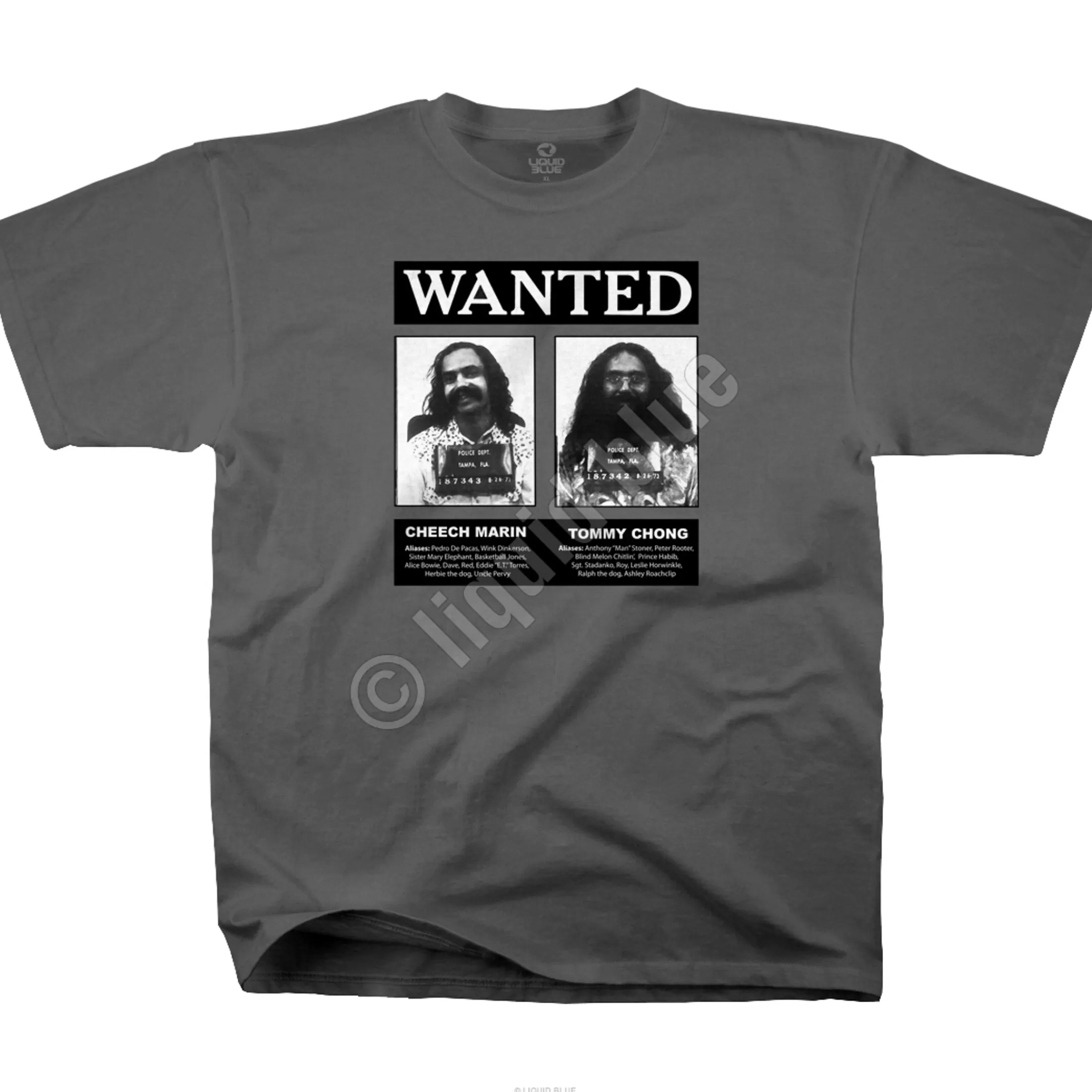 Athletic T-Shirt | Cheech And Chong<Liquid Blue Wanted Grey Athletic T-Shirt