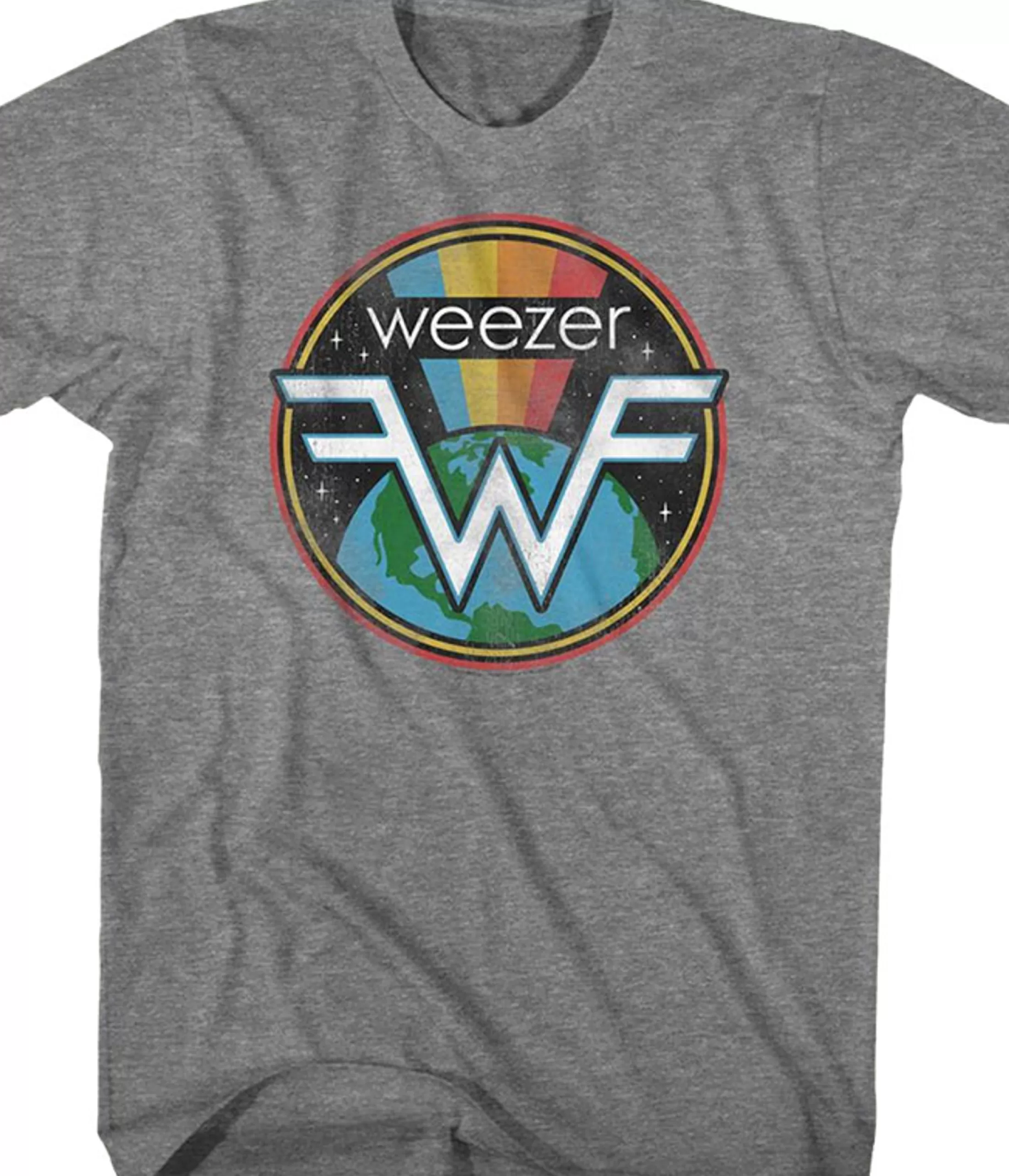 T-Shirt | Weezer<Liquid Blue Weezer Space Weez Grey T-Shirt