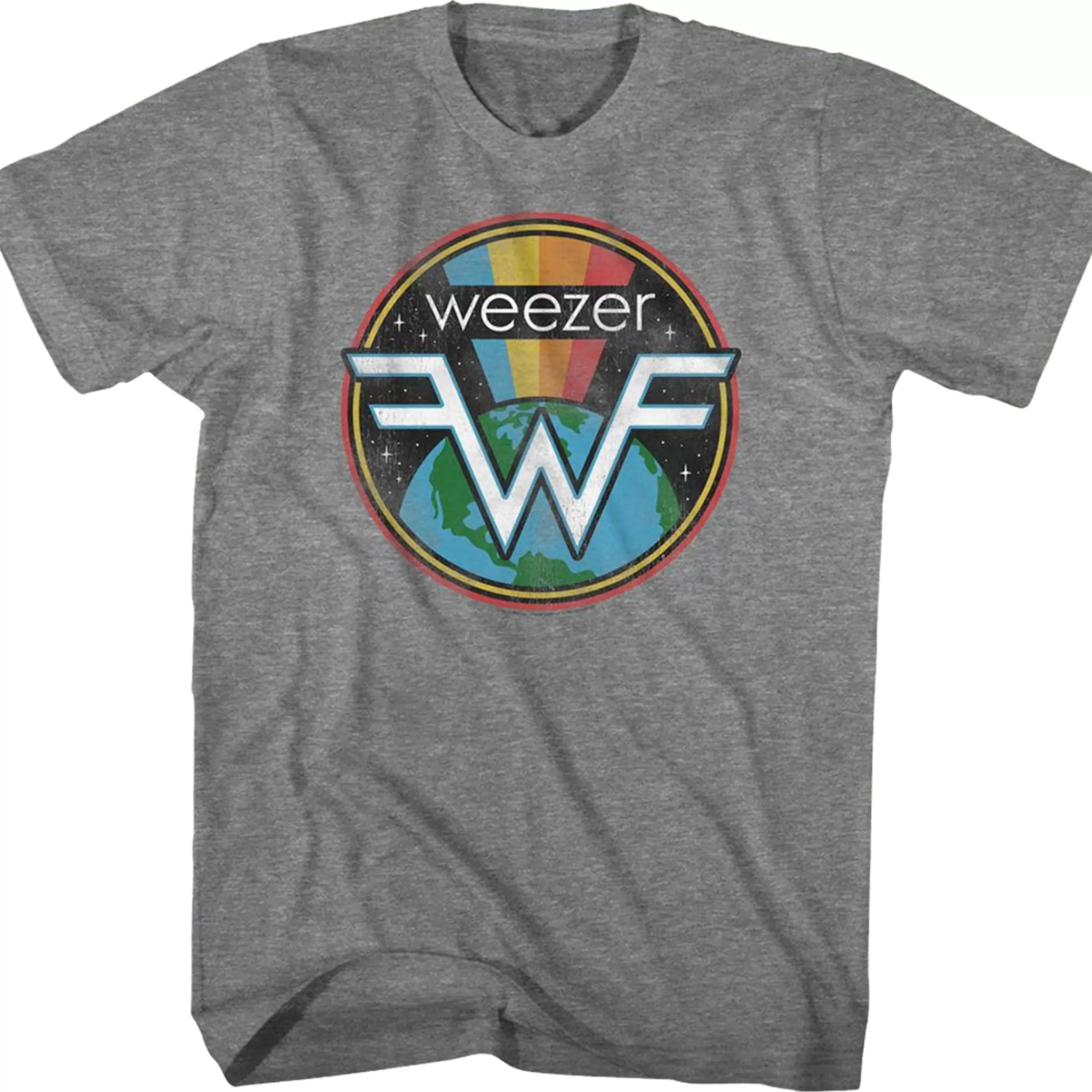 T-Shirt | Weezer<Liquid Blue Weezer Space Weez Grey T-Shirt