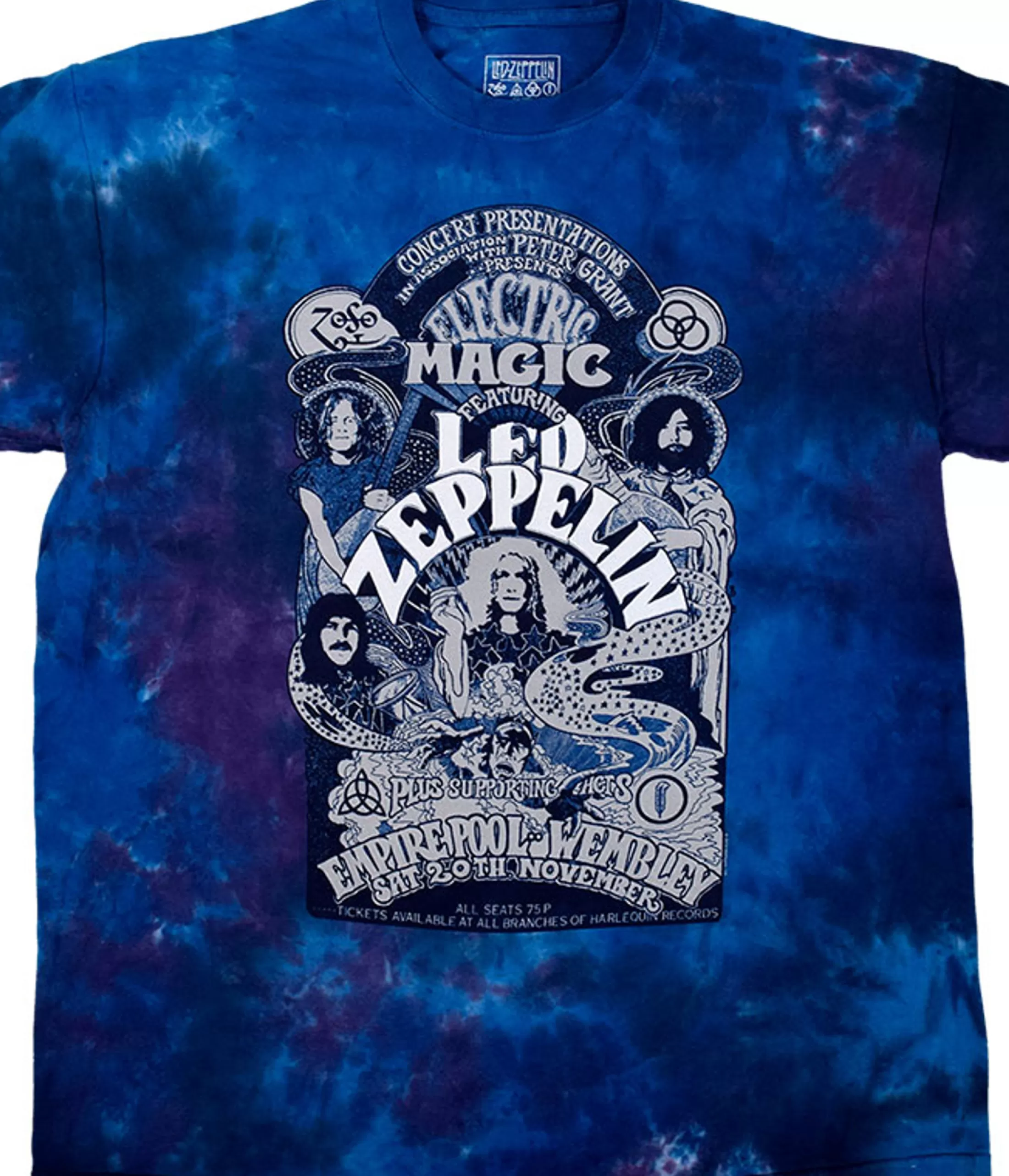 T-Shirt | Led Zeppelin<Liquid Blue Wembley 71 Tie-Dye T-Shirt