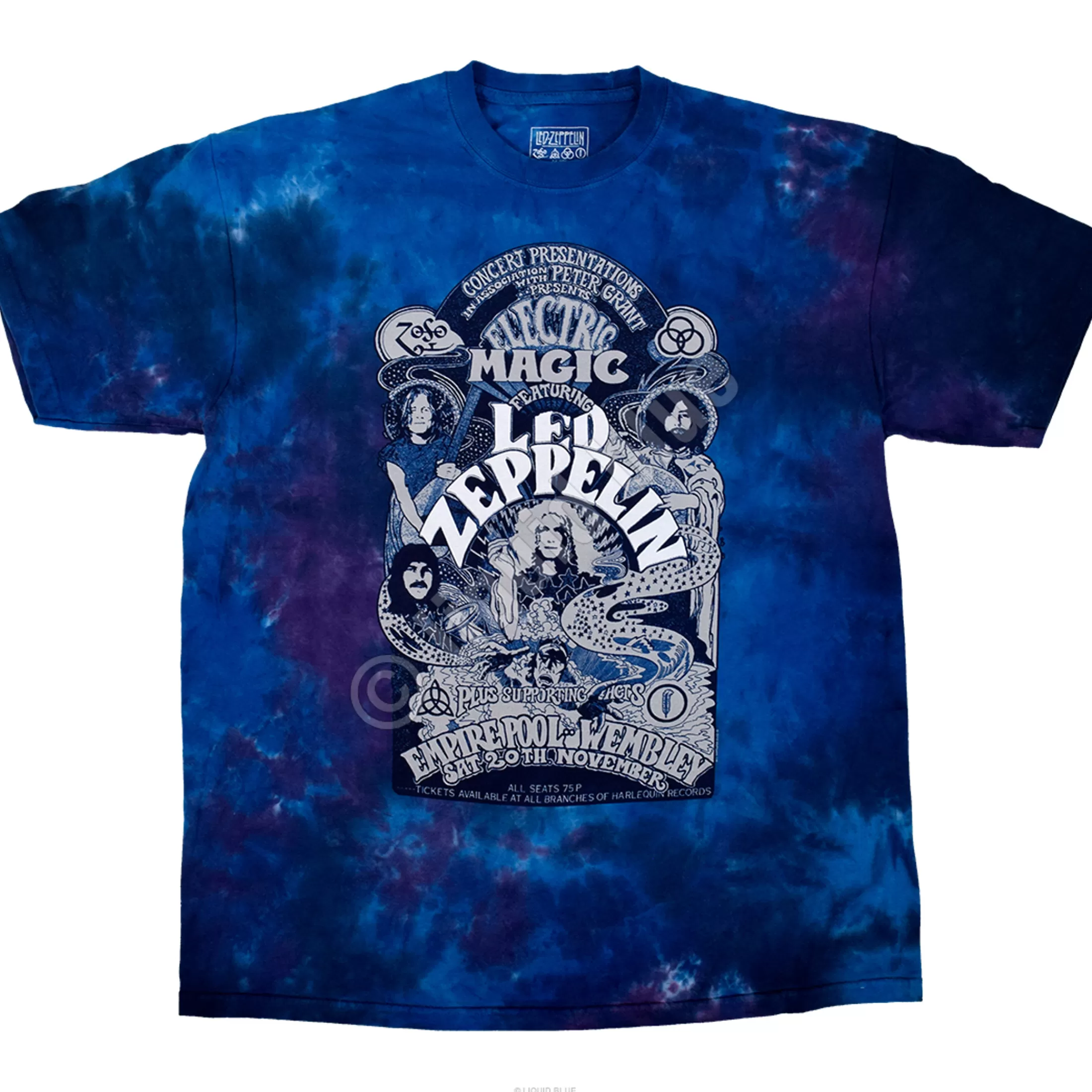 T-Shirt | Led Zeppelin<Liquid Blue Wembley 71 Tie-Dye T-Shirt