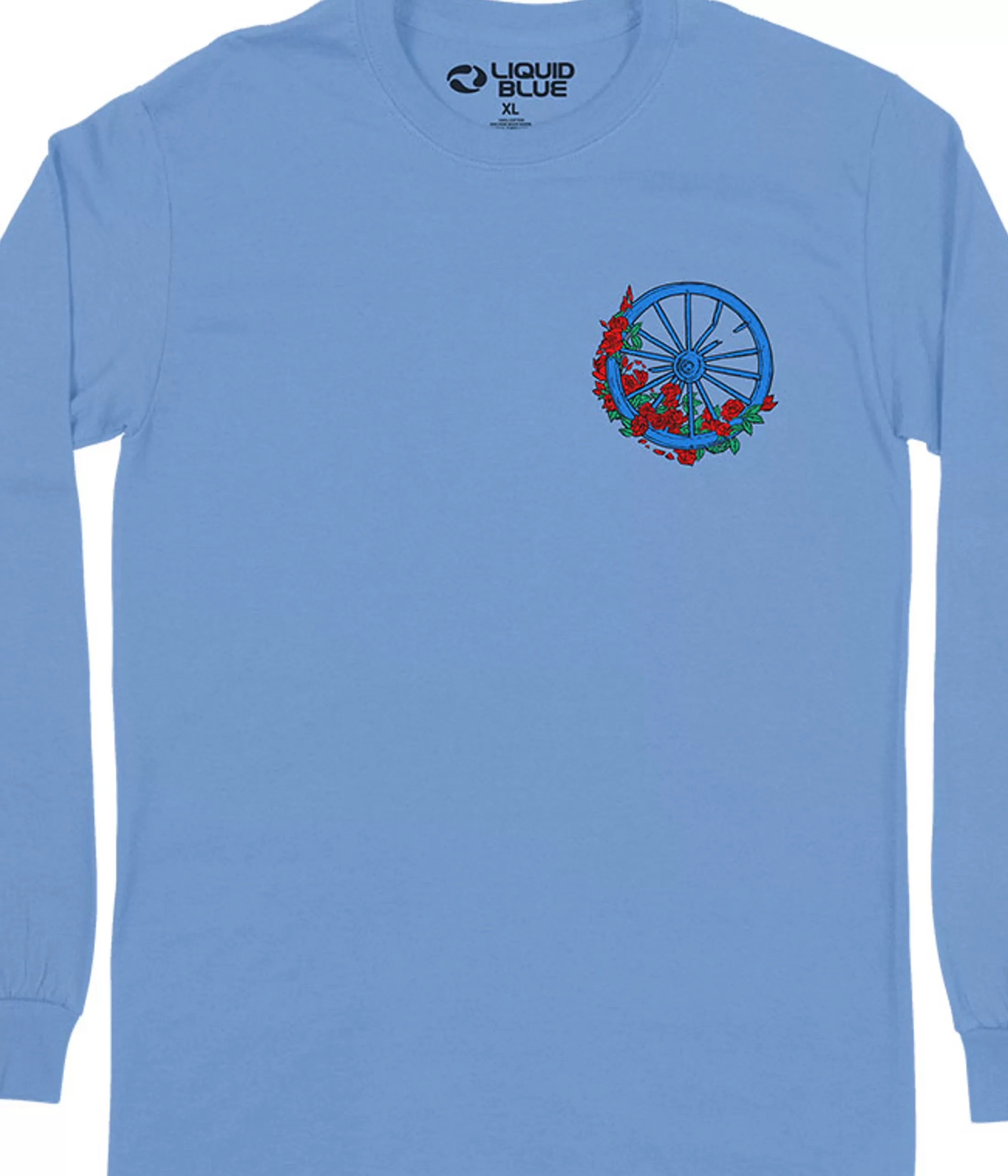 Long Sleeve | Grateful Dead<Liquid Blue Wheel & Roses Chest Long Sleeve T-Shirt