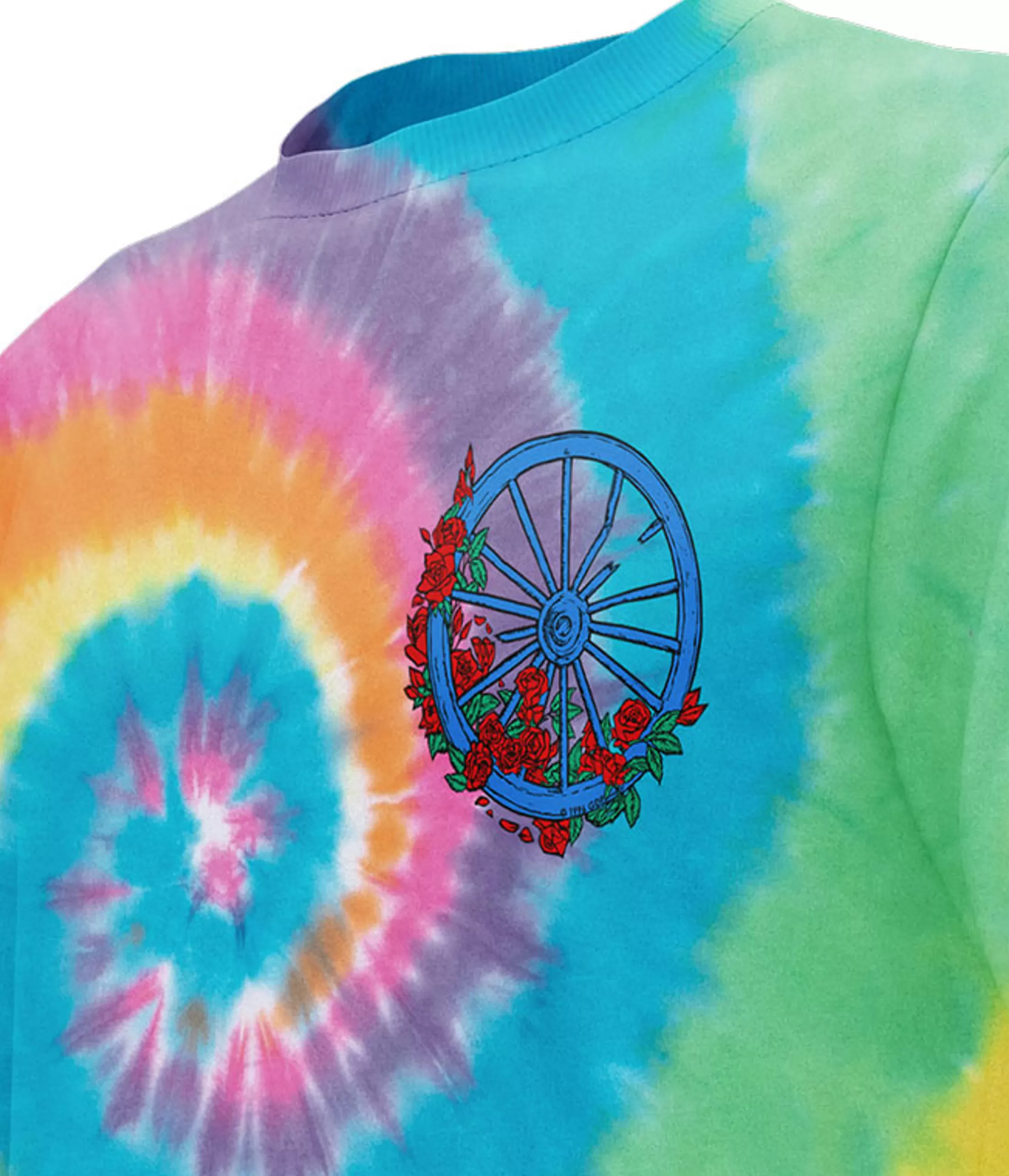 T-Shirt | Grateful Dead<Liquid Blue Wheel & Roses Chest T-Shirt