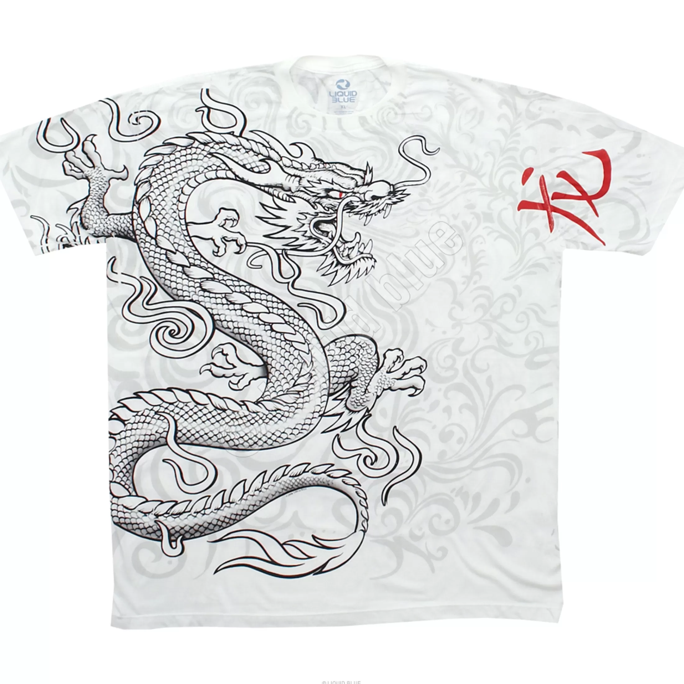 Athletic T-Shirt | Asian Art<Liquid Blue White Dragon White Athletic T-Shirt