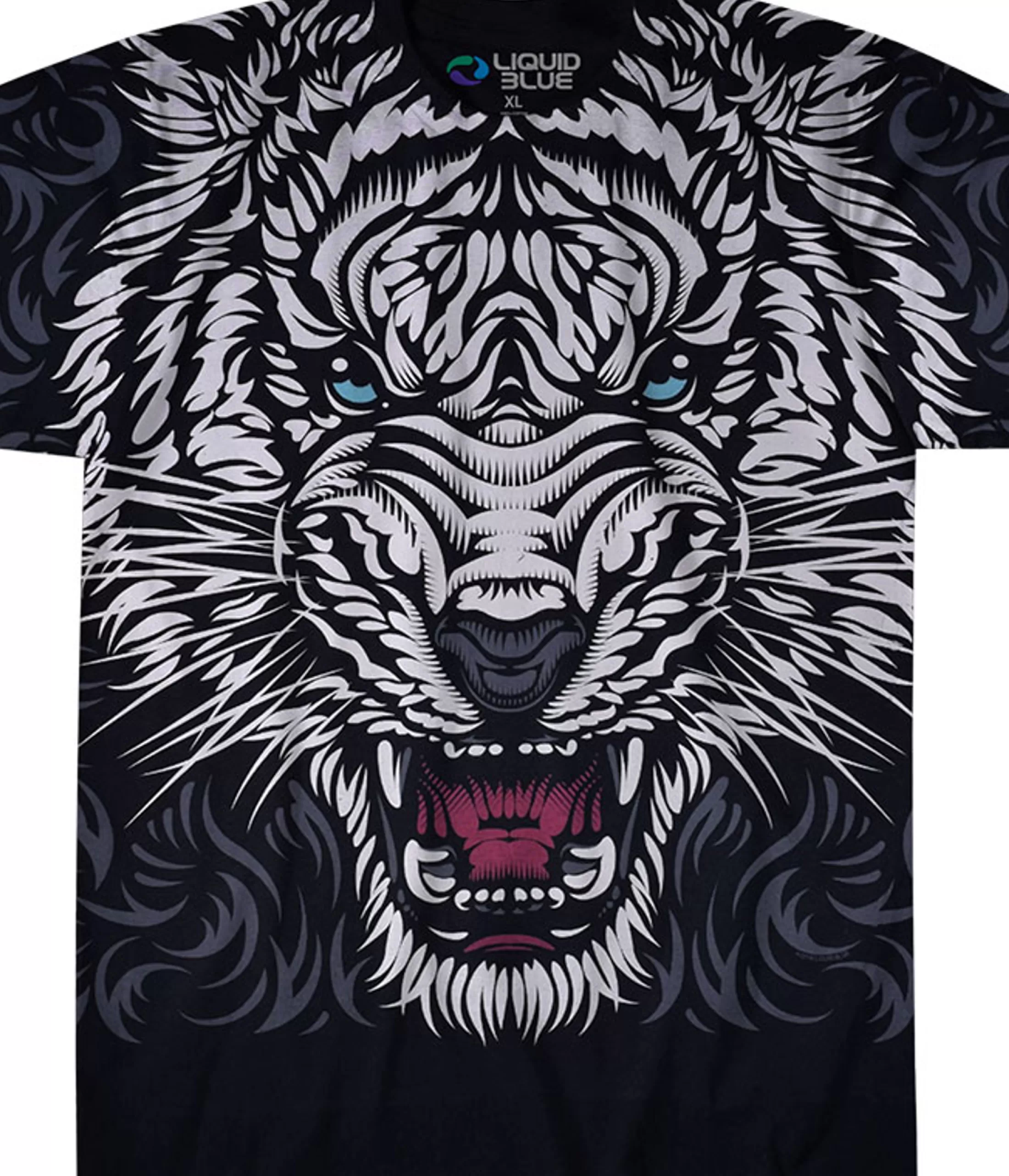 T-Shirt | Tigers<Liquid Blue White Tiger Stare Black T-Shirt