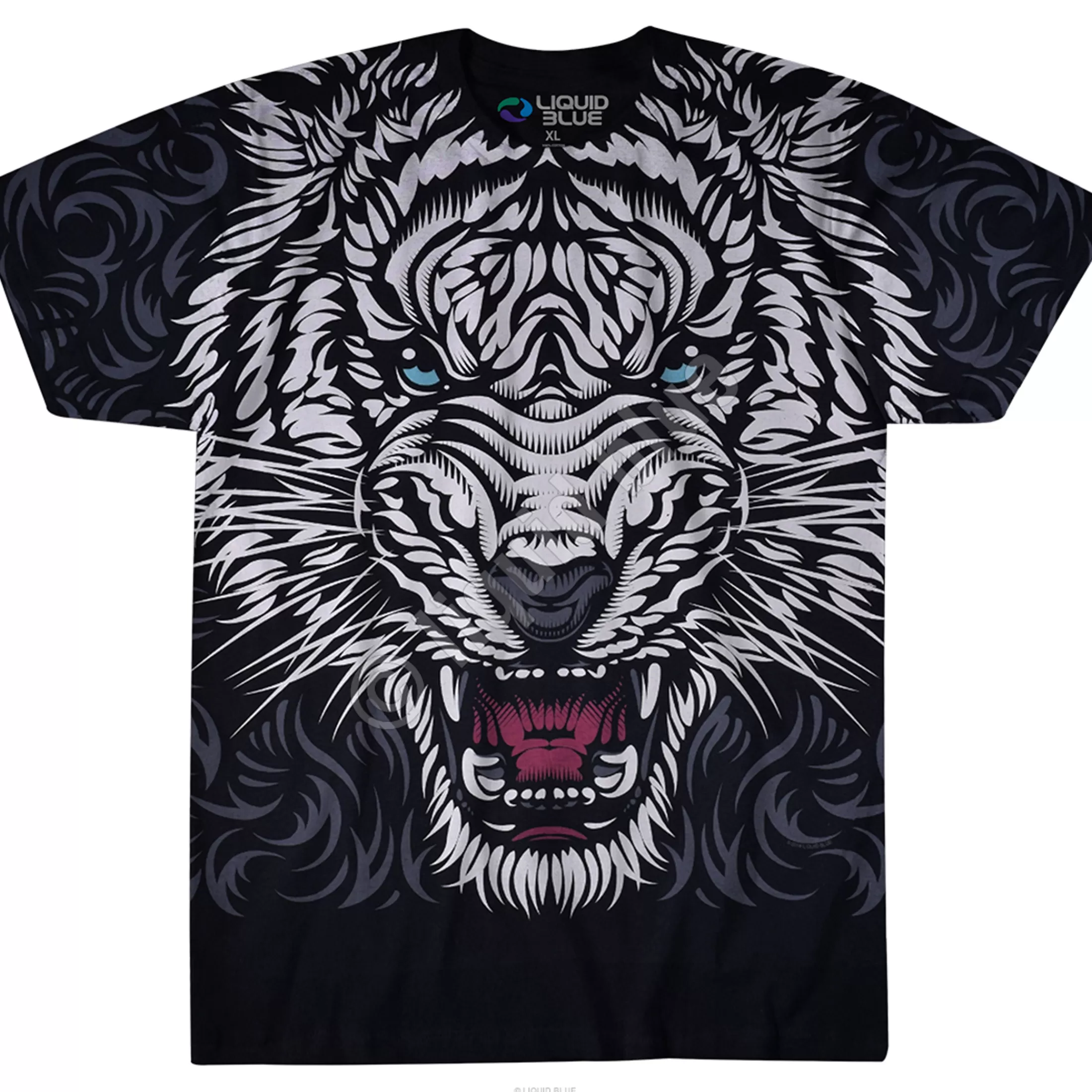 T-Shirt | Tigers<Liquid Blue White Tiger Stare Black T-Shirt