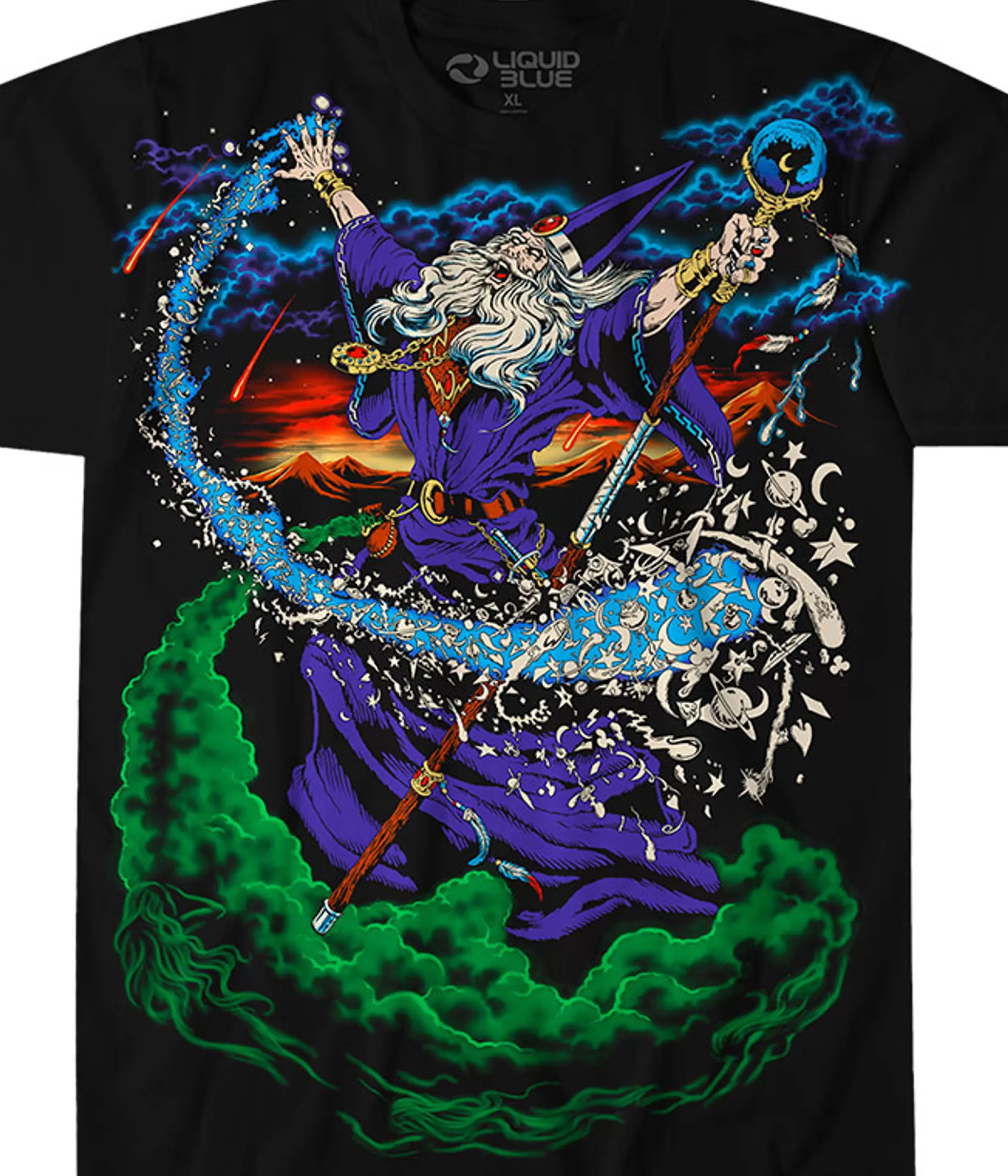 T-Shirt | Dark Fantasy<Liquid Blue Wizard Black T-Shirt