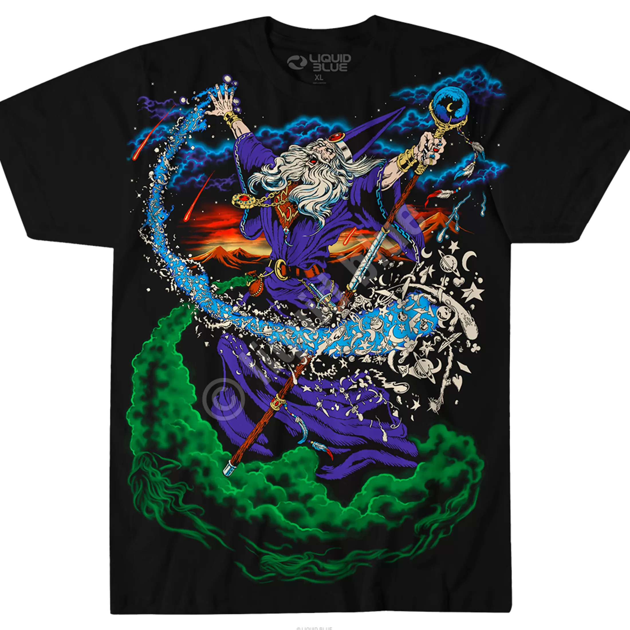 T-Shirt | Dark Fantasy<Liquid Blue Wizard Black T-Shirt