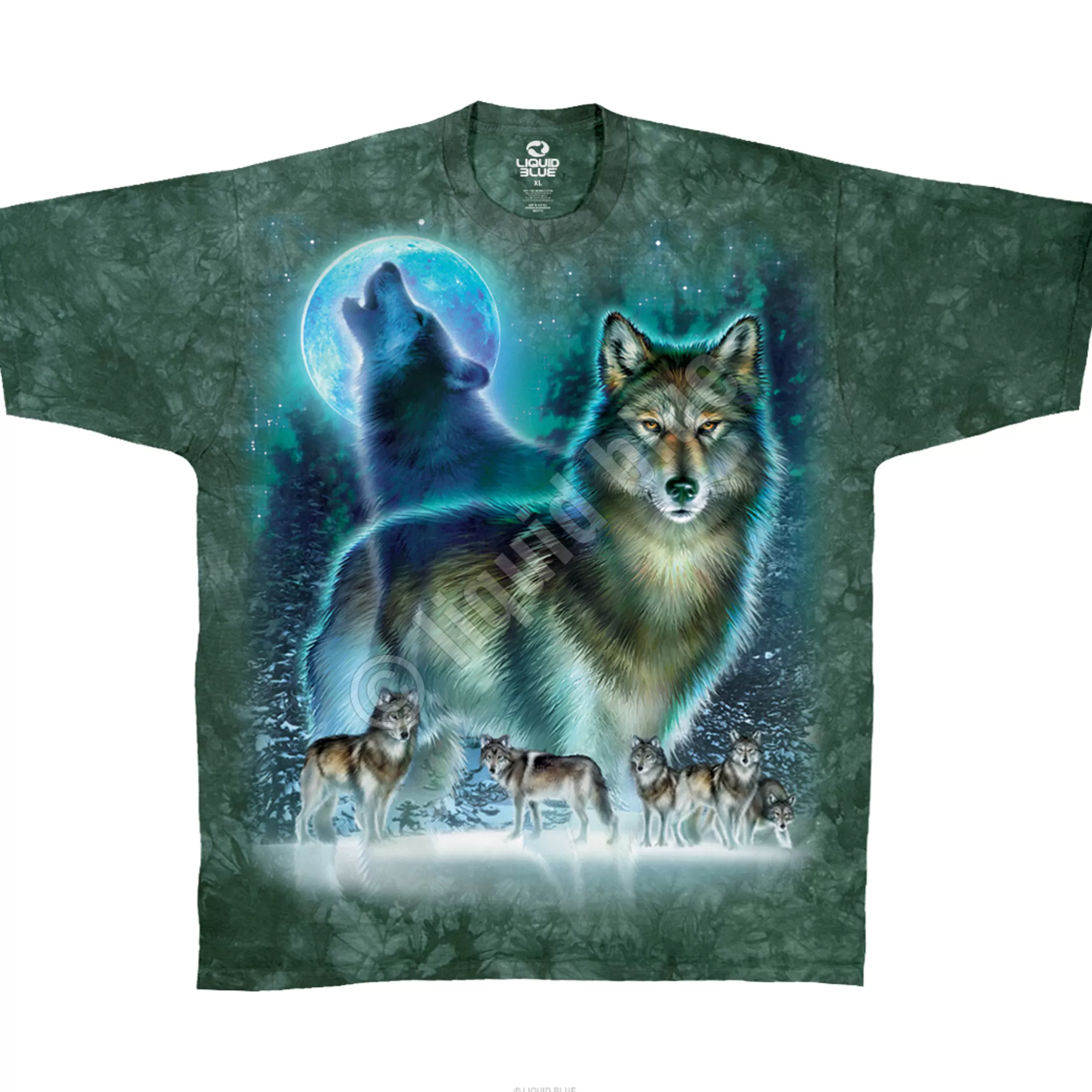 T-Shirt | American Wildlife<Liquid Blue Wolf Moon Tie-Dye T-Shirt