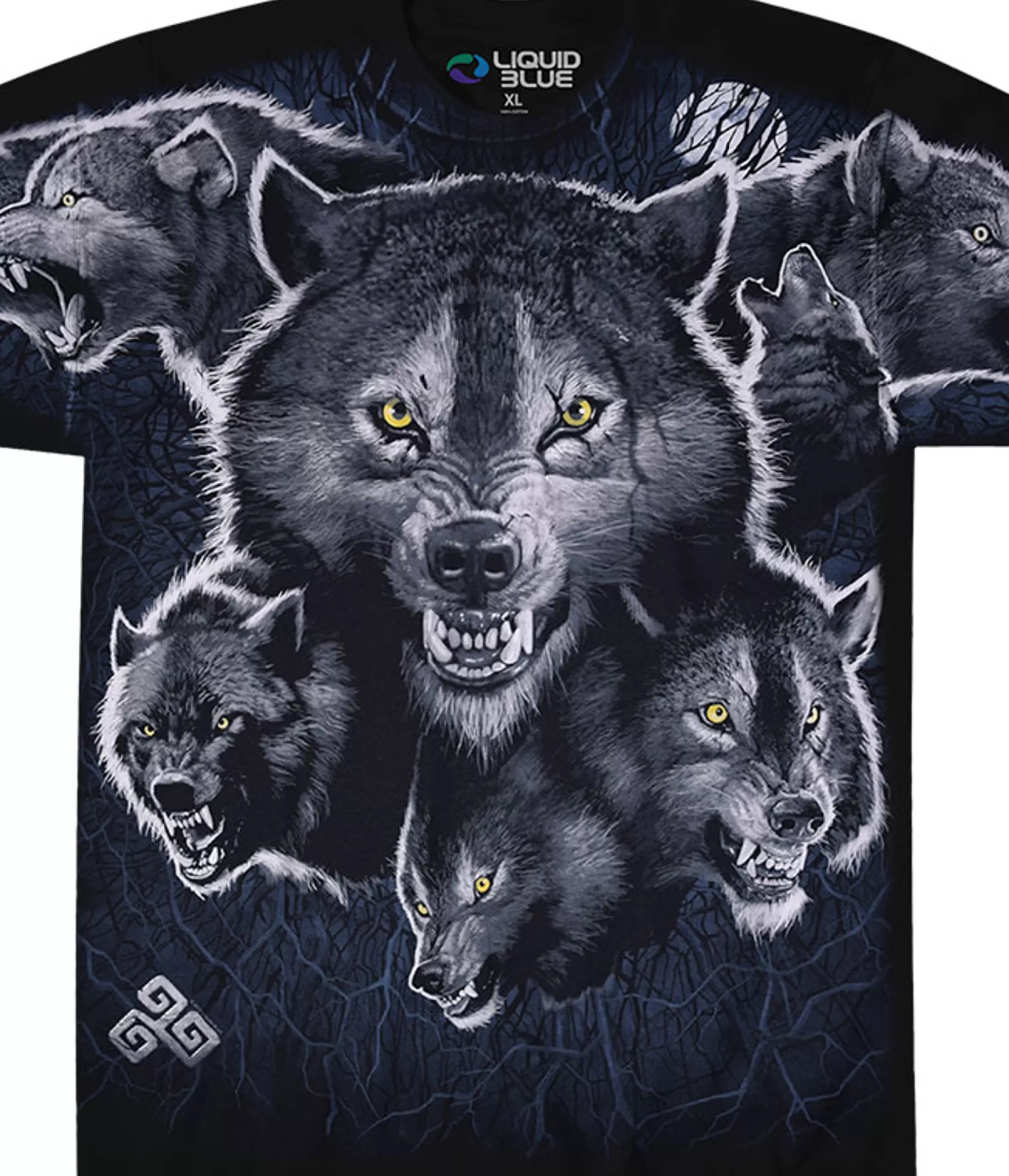 T-Shirt | American Wildlife<Liquid Blue Wolf Pack Black T-Shirt