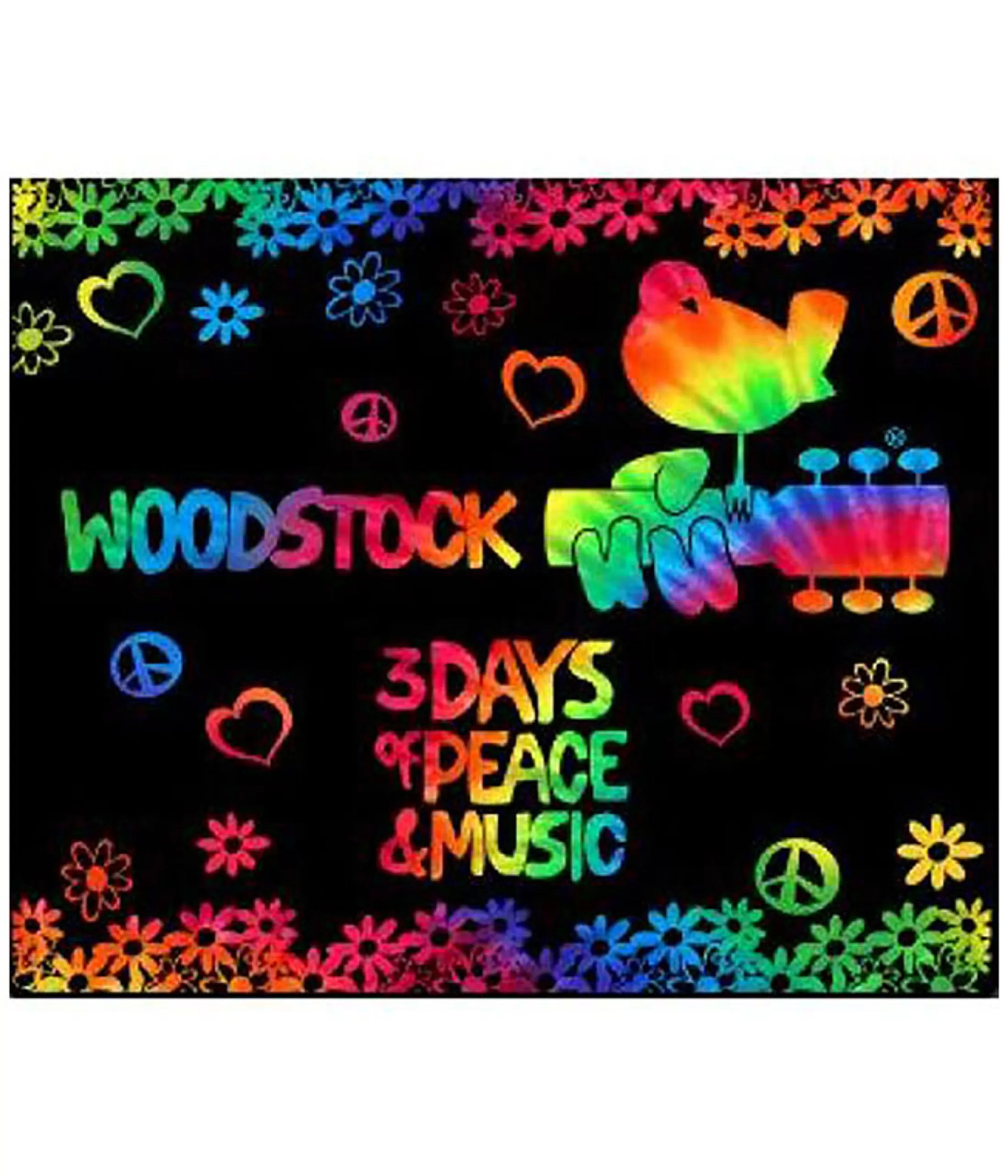 Woodstock<Liquid Blue Woodstock 3 Days Tie-Dye Fleece Blanket